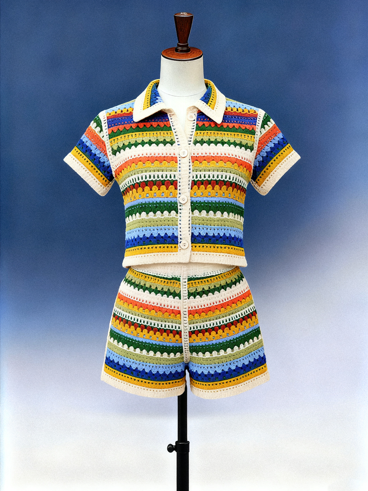 Floral Patchwork Crochet Long Sleeve Crop Top - FM0103000124