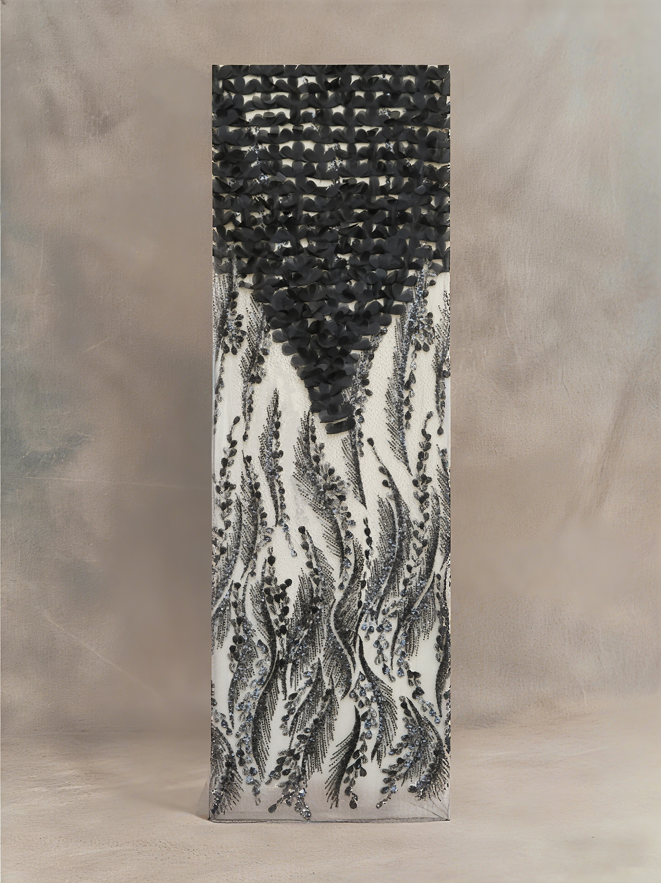 FT25-127D Avant-Garde 3D Floral Fabric with Beaded Embroidery for Couture Gowns: Premium Fabric for Haute Couture