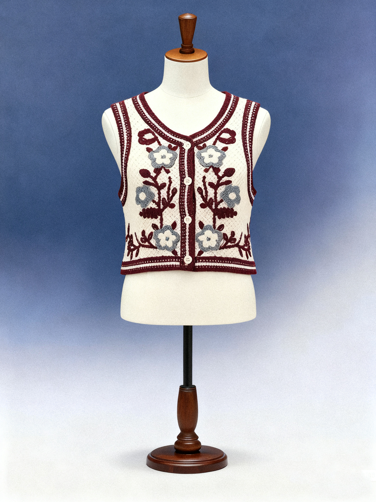 Floral Patch Crochet Vest - FM0103000130