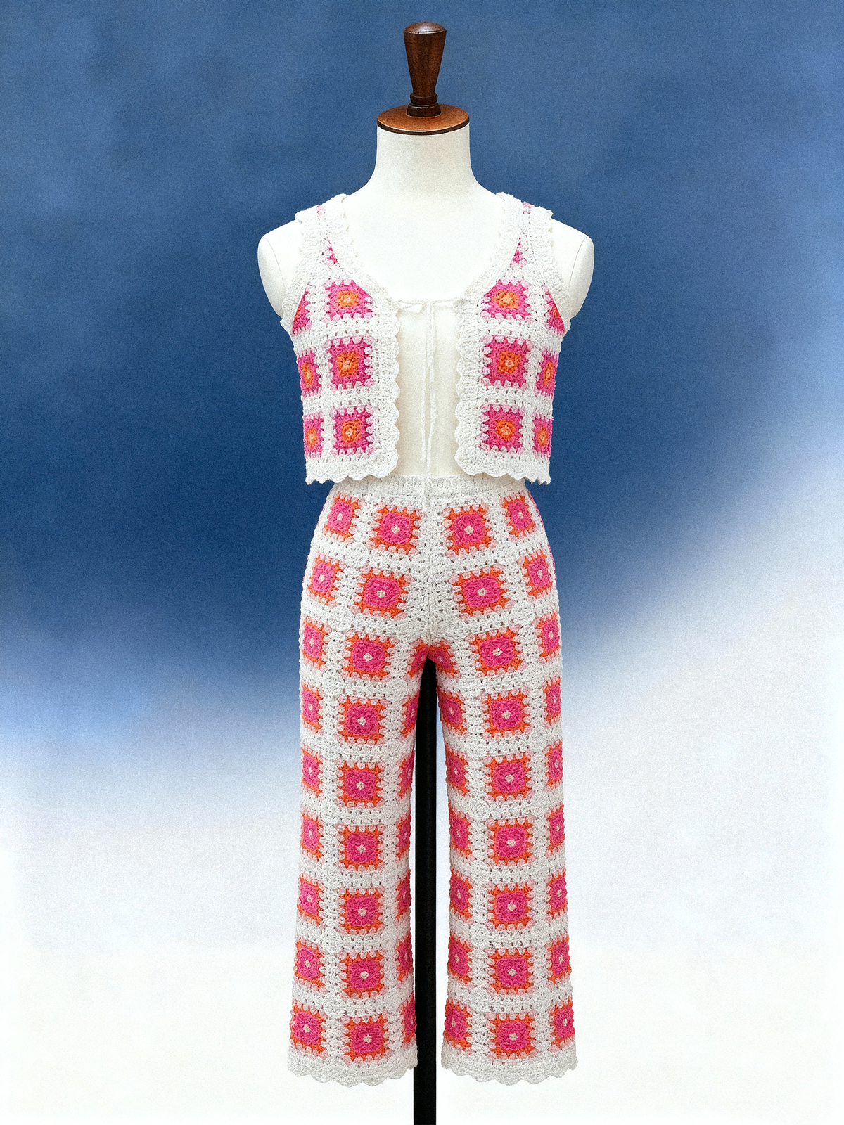 Vertical Stripe Crochet Knit Cardigan - FM0103000131