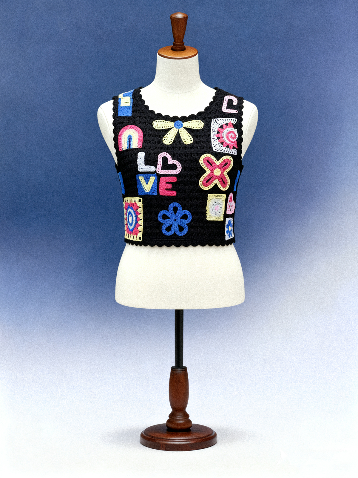 Pop Patch Crochet Tank Vest - FM0103000138