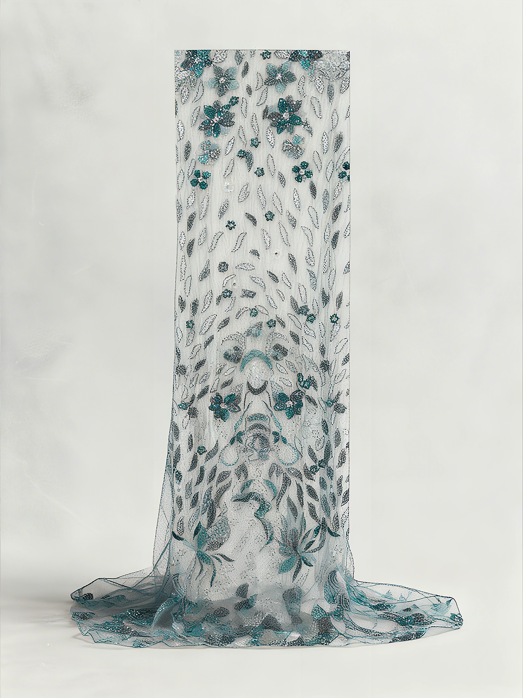 FT25-154 Opulent Paisley and Floral Beaded Lace for Luxury Caftans