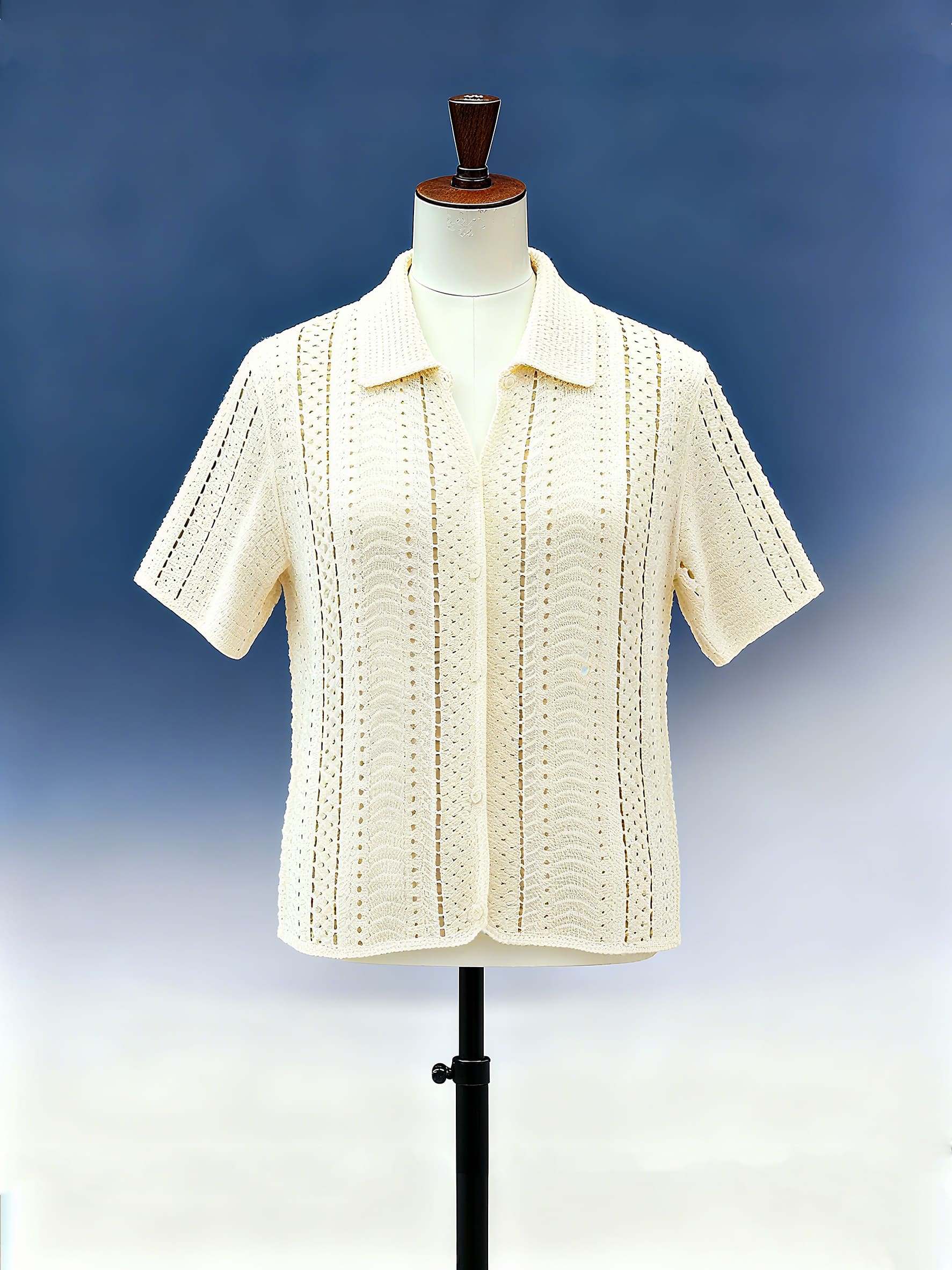 Textured Stripe Knit Polo Shirt - FM0102000162