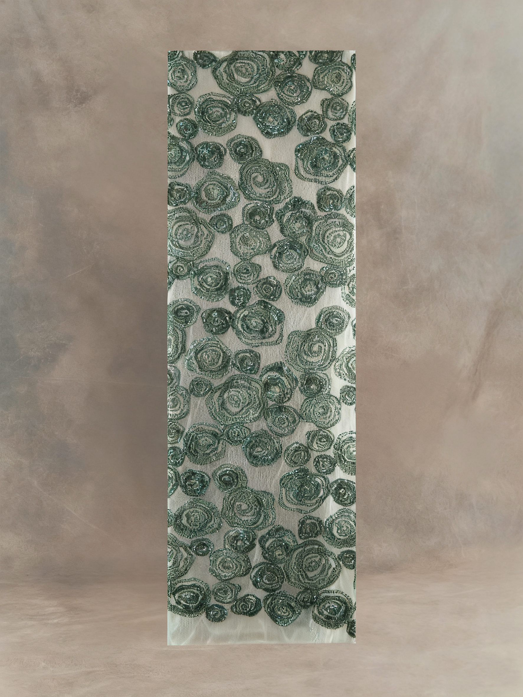 FT25-163 Glamorous 3D Swirl Rose Beaded Fabric for Evening Gowns