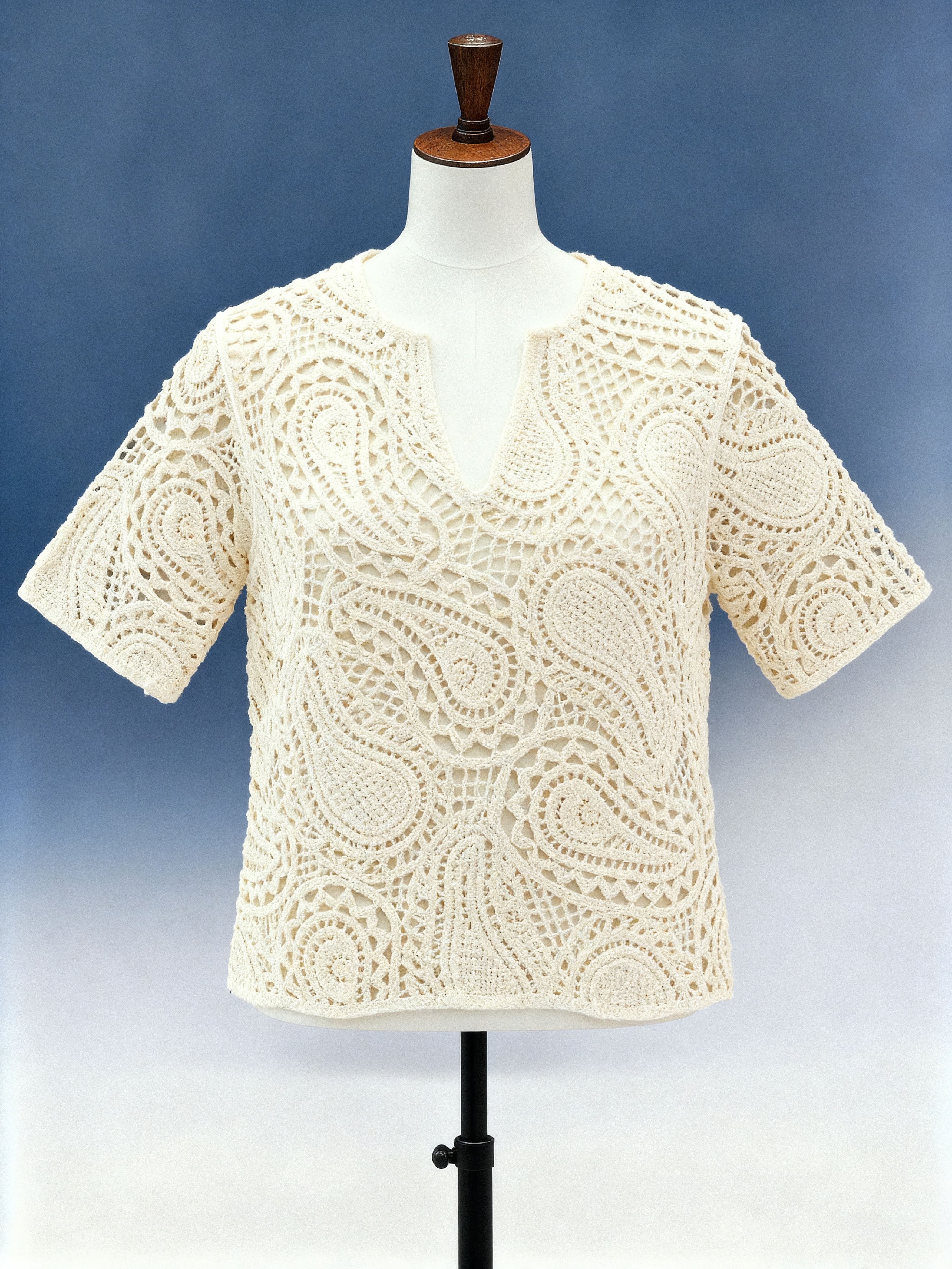 Cream Paisley Crochet Top - FM0102000172
