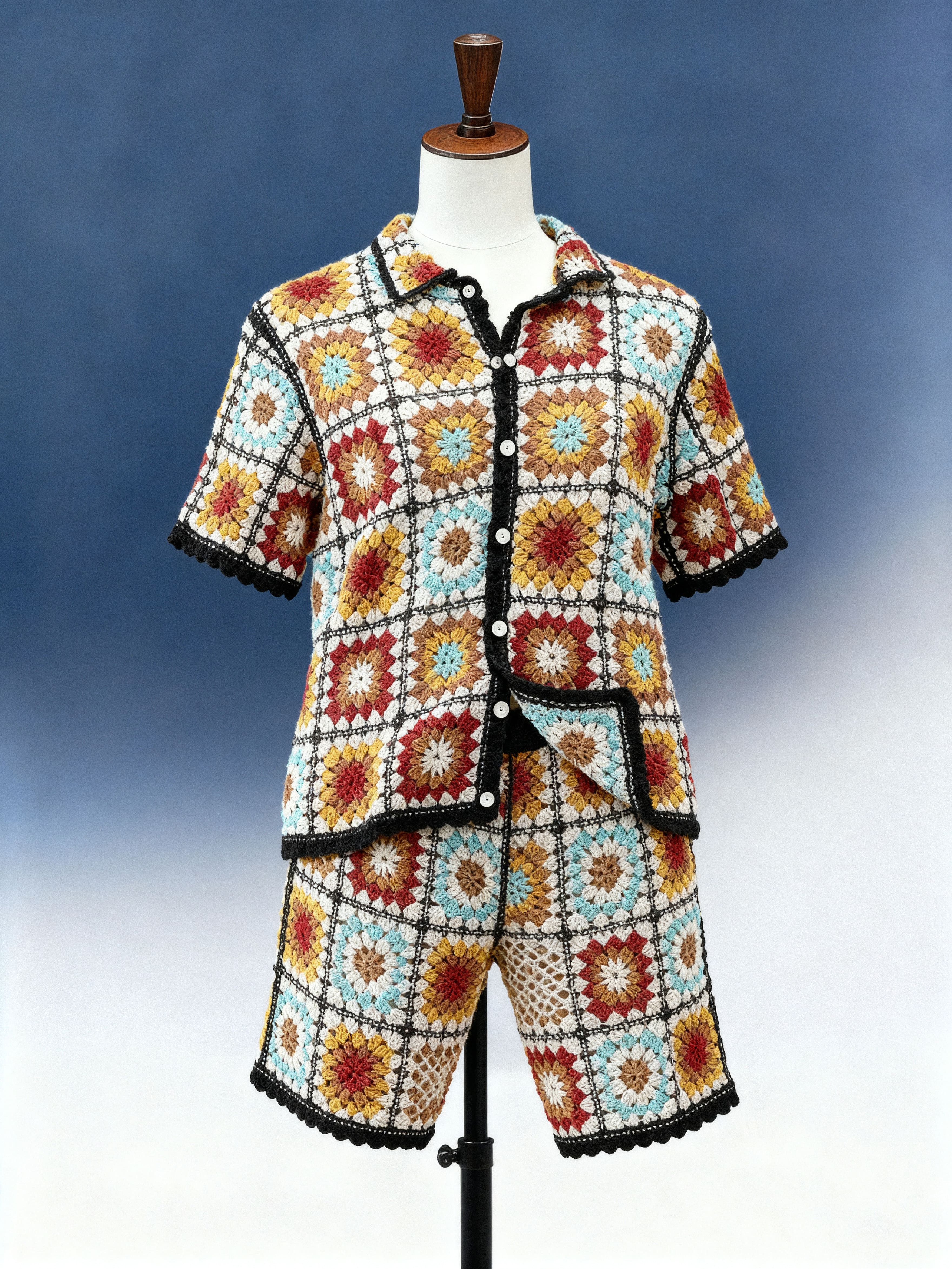 70s Granny Square Crochet Co-ord Set - FM0102000188