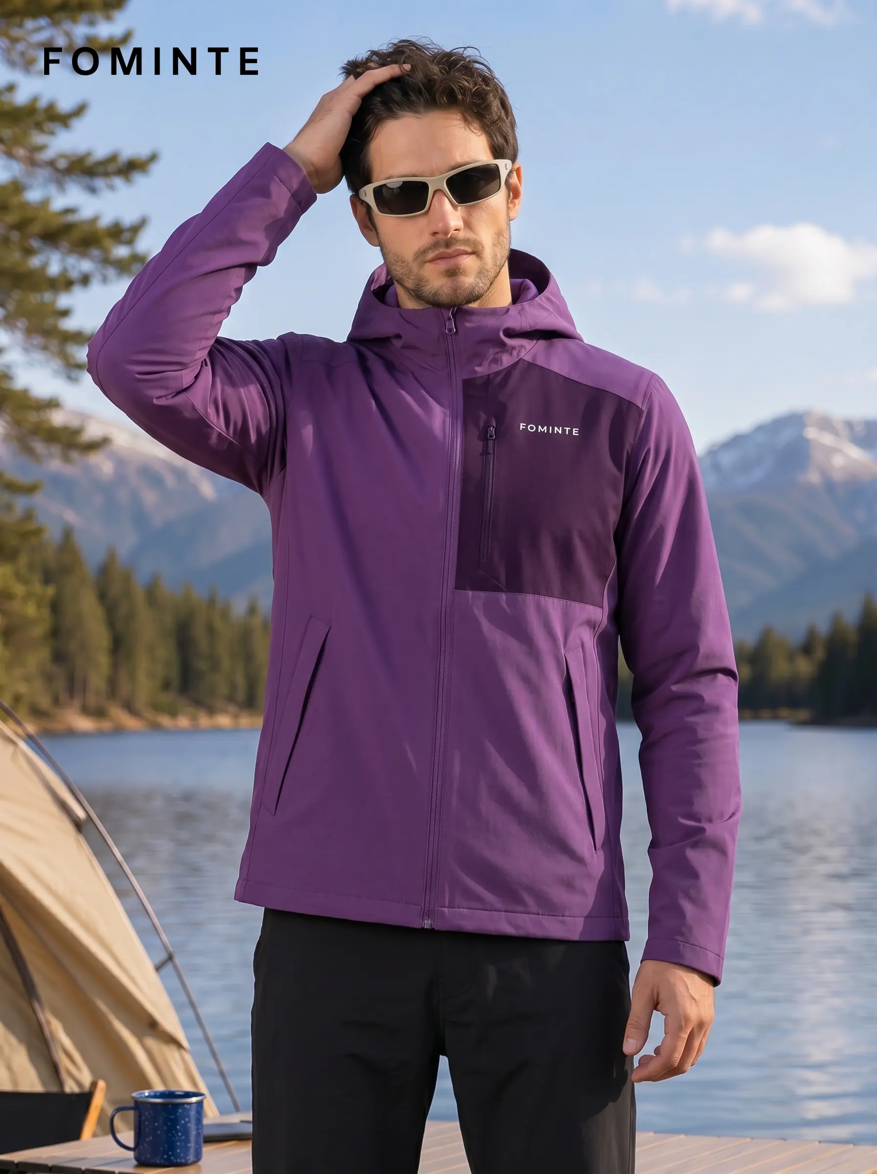 Men's Purple Hooded Softshell Jacket