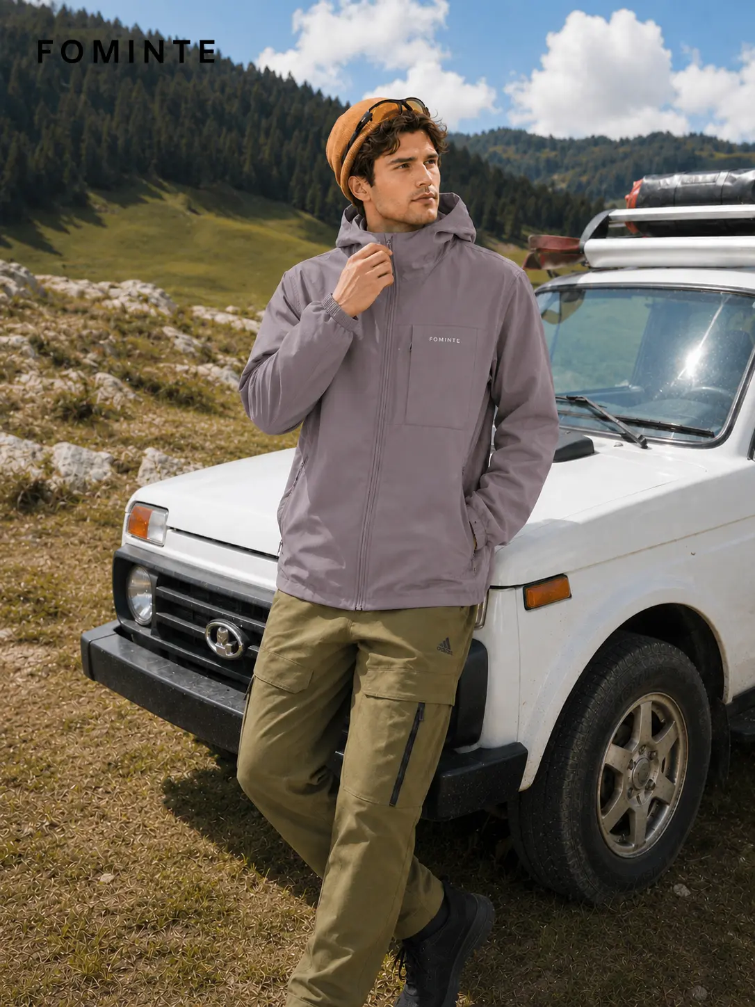 Men's Dusk Rock Grey Minimal Hooded Softshell Jacket