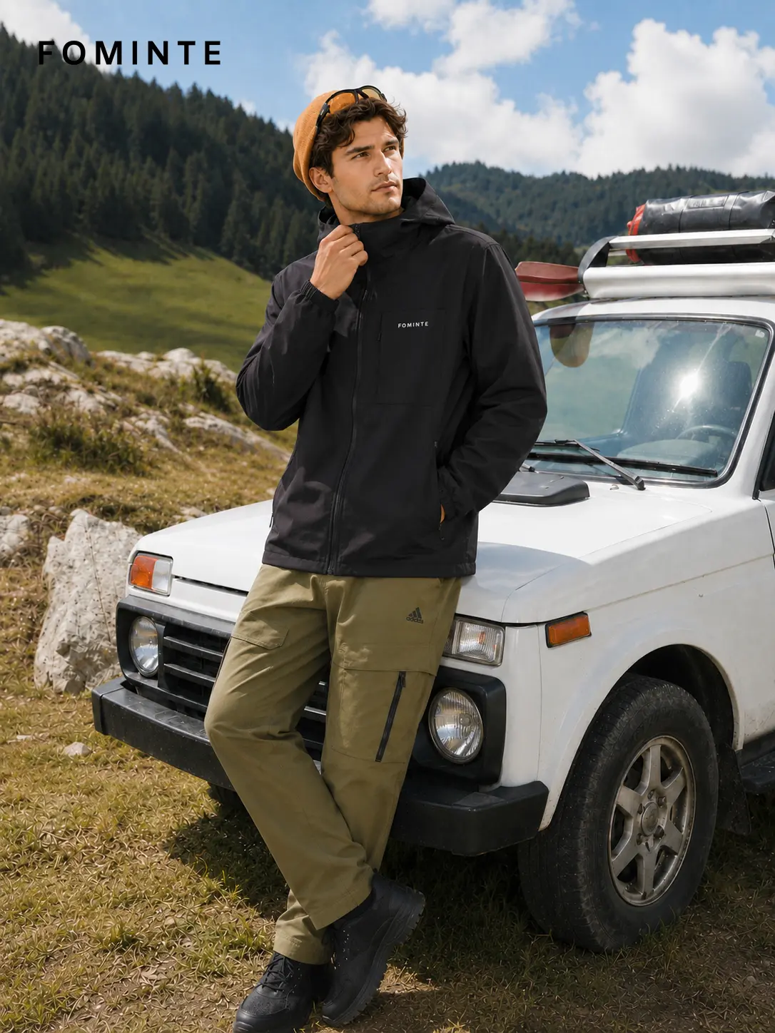 Men's Charcoal Black Minimal Hooded Softshell Jacket
