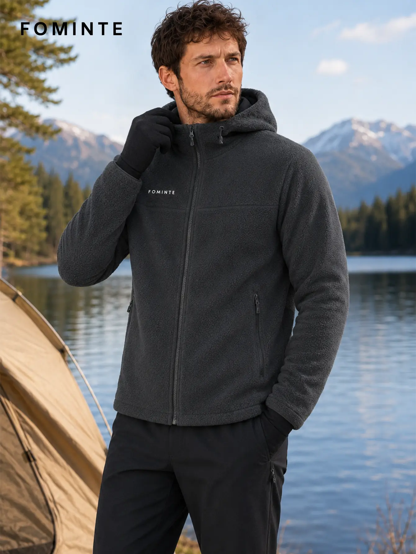 Men's Yukon Yellow Hooded Full-Zip Fleece Jacket