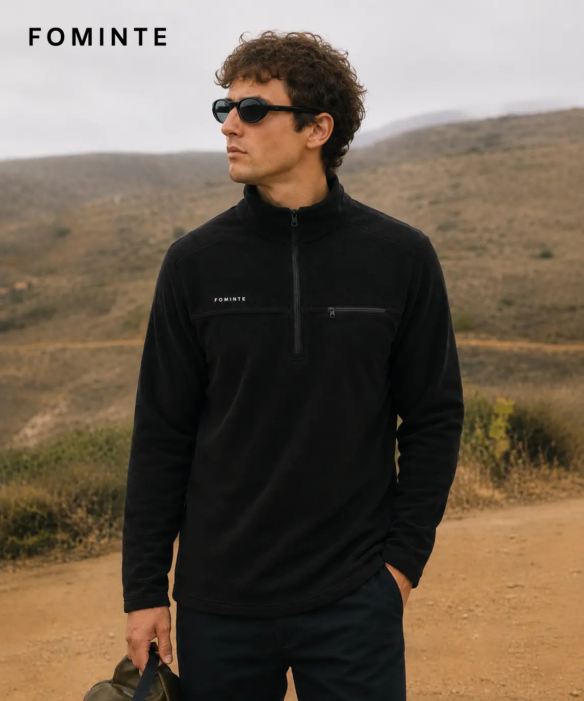 Men's Charcoal Grey Lightweight Quarter-Zip Fleece Pullover