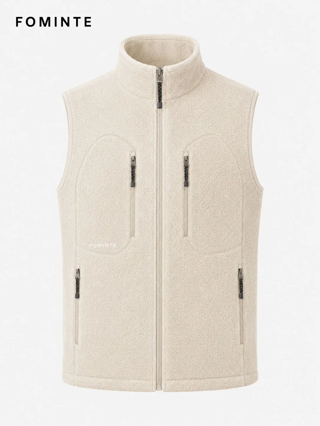 Men's Off White Full-Zip Fleece Vest