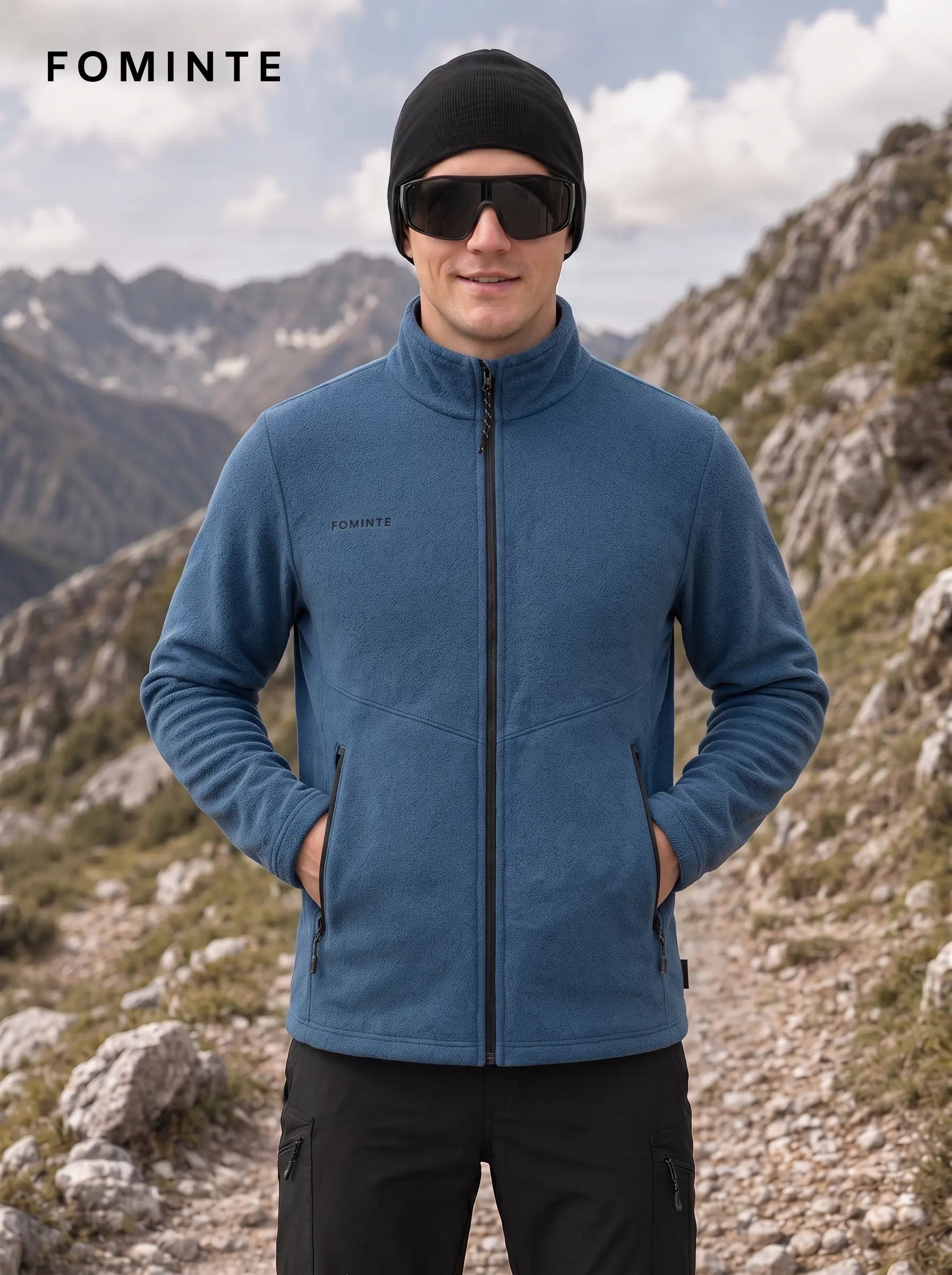 Men's Grey Coffee Technical fleece Hiking Jacket