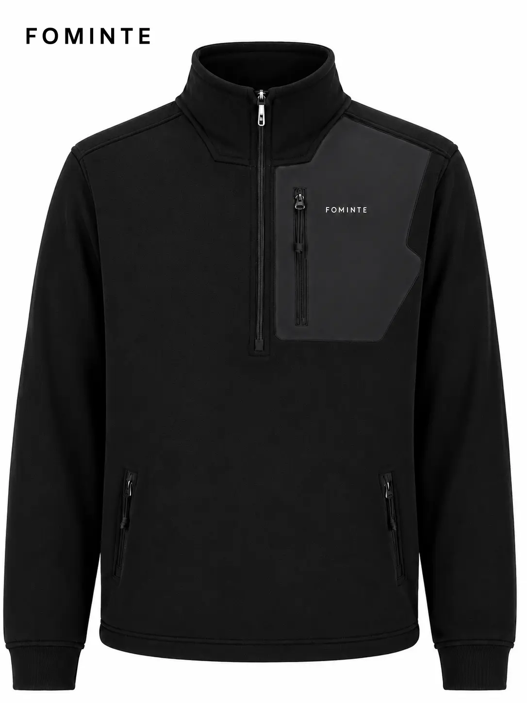 Women's Black Stand Collar Hiking Fleece Jacket