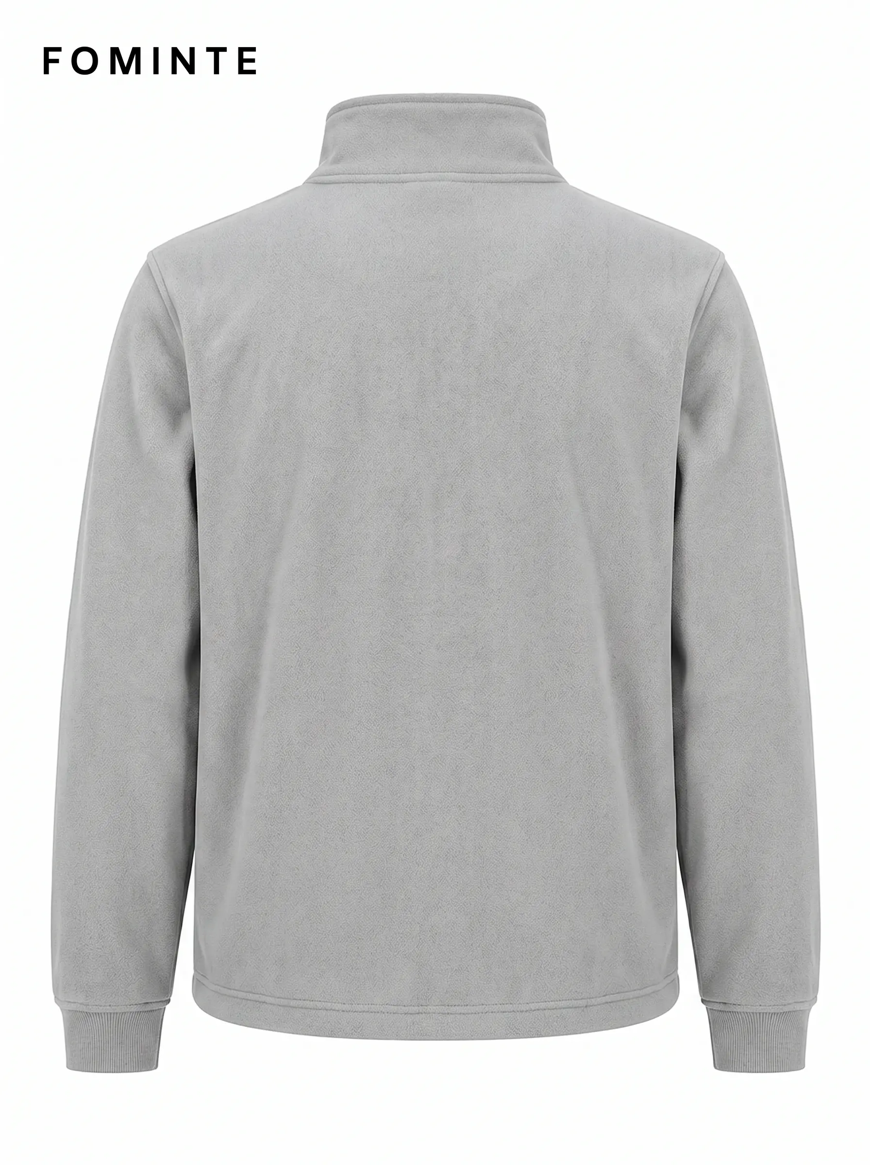 Women's Grey Stand Collar Hiking Quarter-Zip Fleece Hoodie