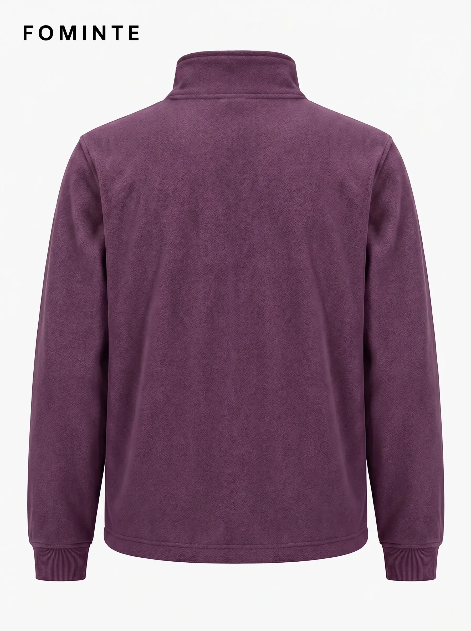 Women's Purple Stand Collar Hiking Quarter-Zip Fleece Hoodie