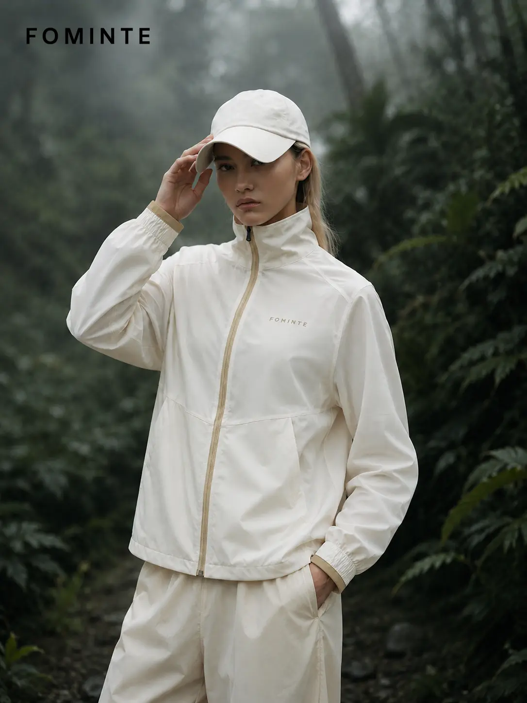 Women's Off White Stand Collar Softshell Jacket