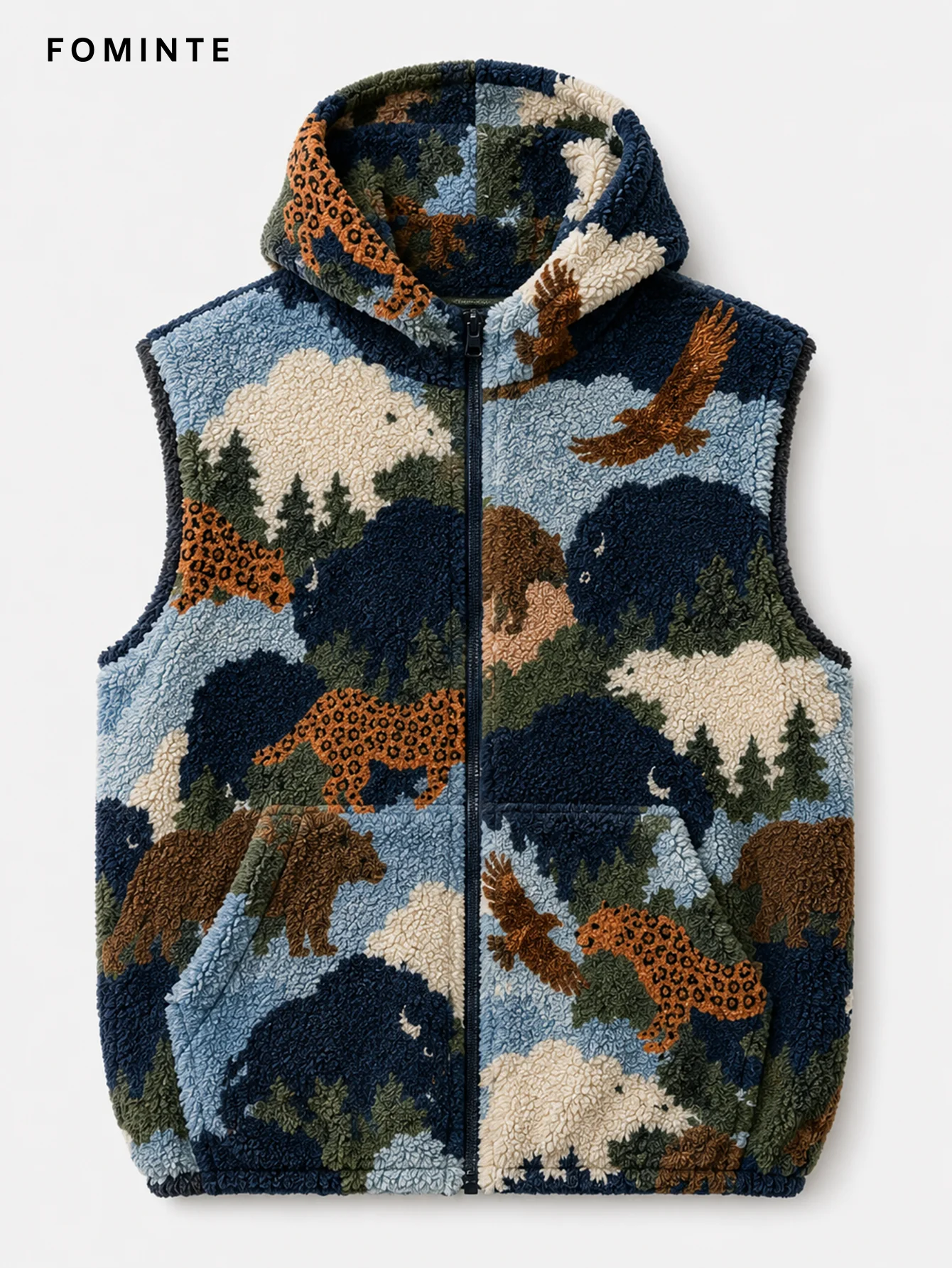 Fleece Hooded Vest - All-Over Print Wholesale Custom Sportswear - FM0802000400-2