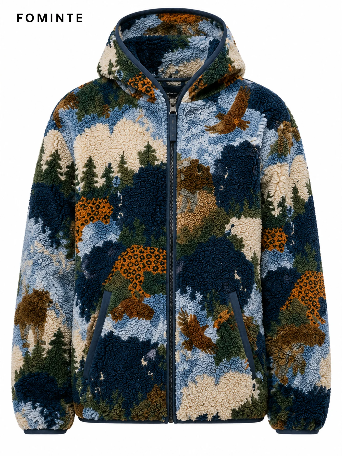 Fleece Hooded Cardigan - All-Over Print Wholesale Custom Sportswear - FM0802000400-5