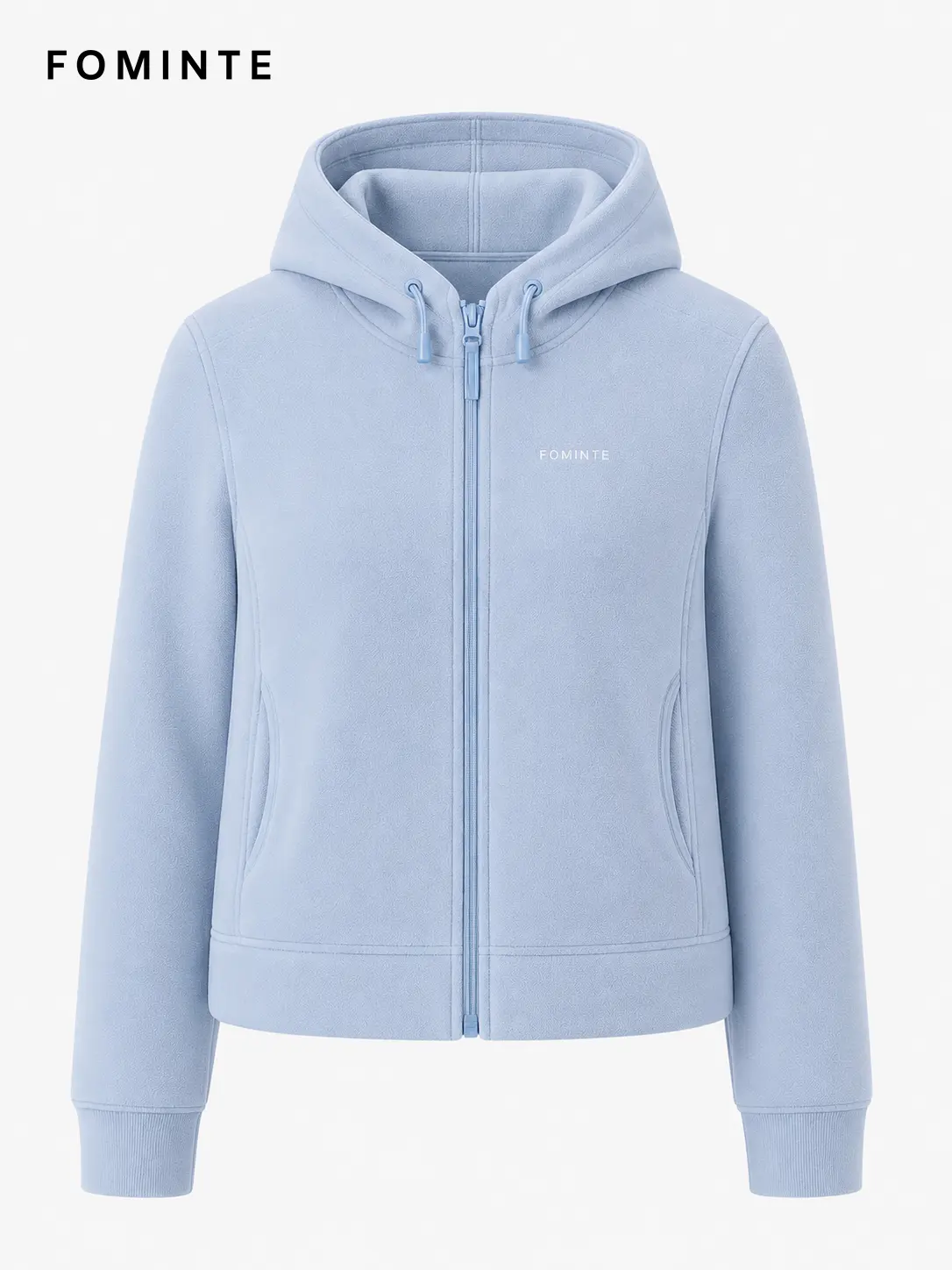 Women's Powder Blue Hooded Full-Zip Fleece Jacket