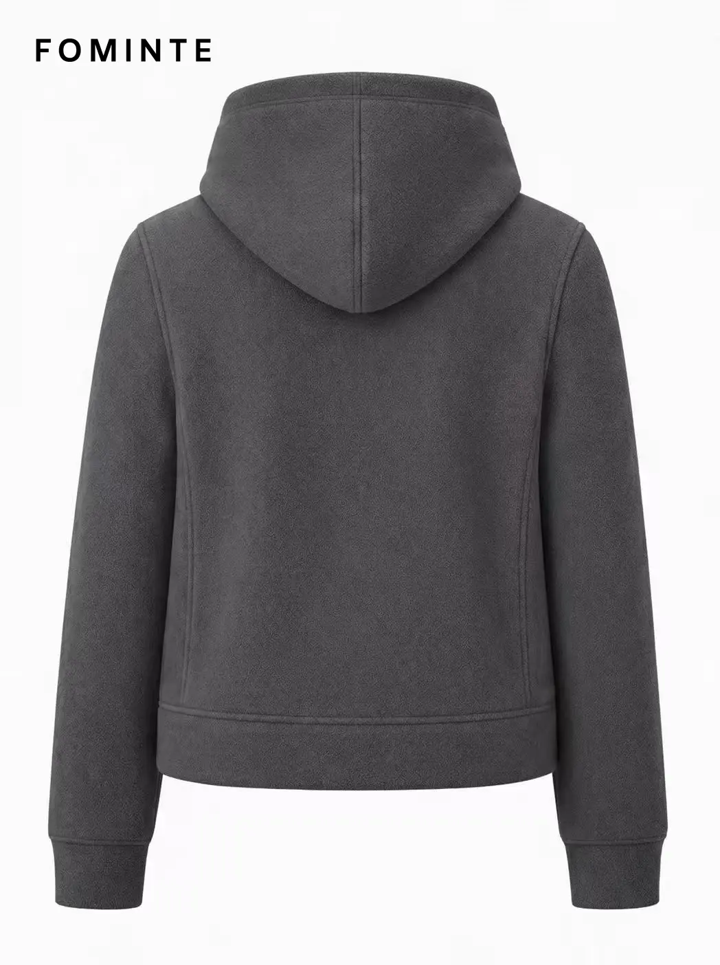 Women's Dark Grey Hooded Full-Zip Fleece Jacket