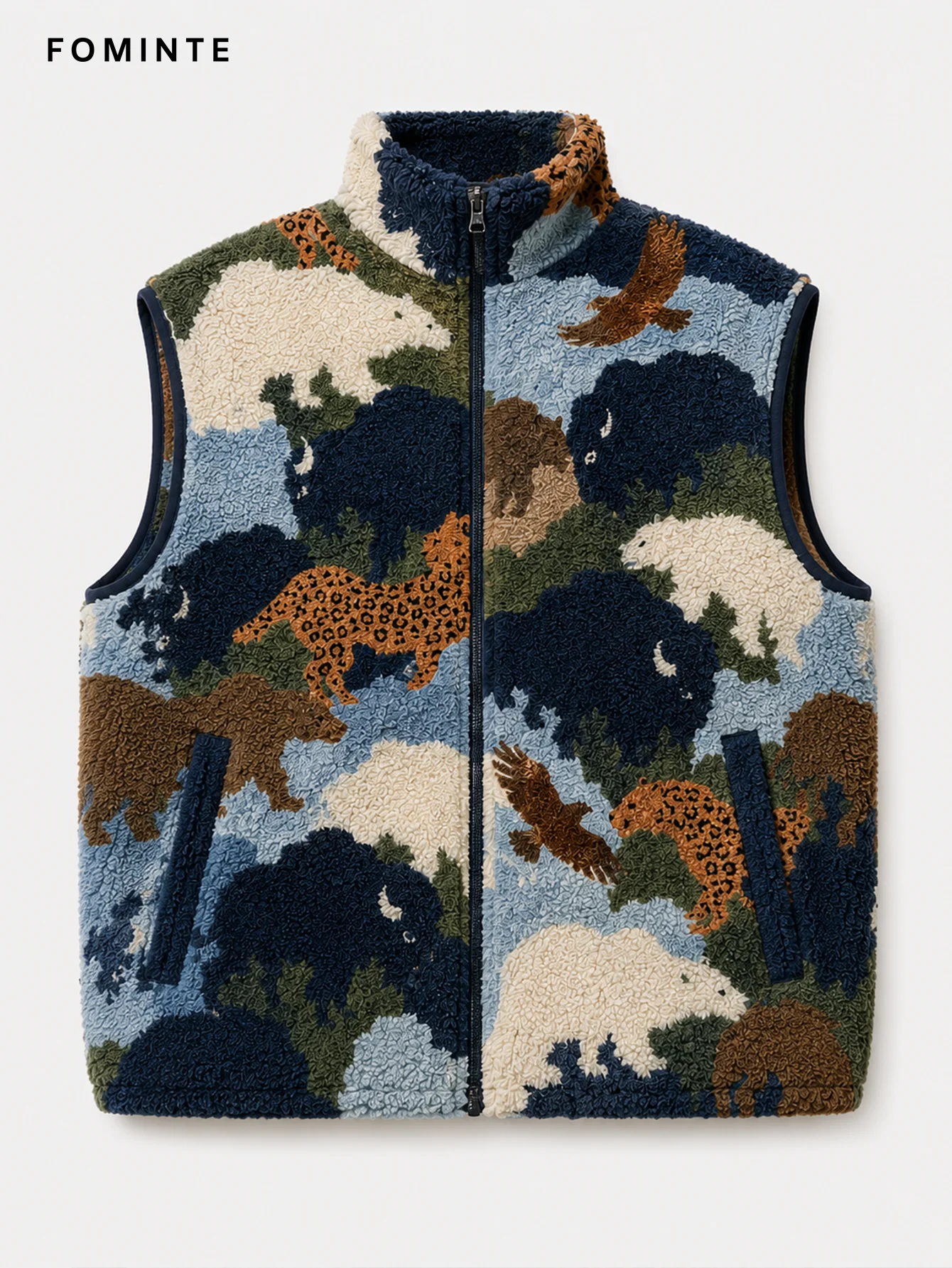 Fleece Stand Collar Vest - All-Over Print Wholesale Custom Sportswear - FM0802000400-3