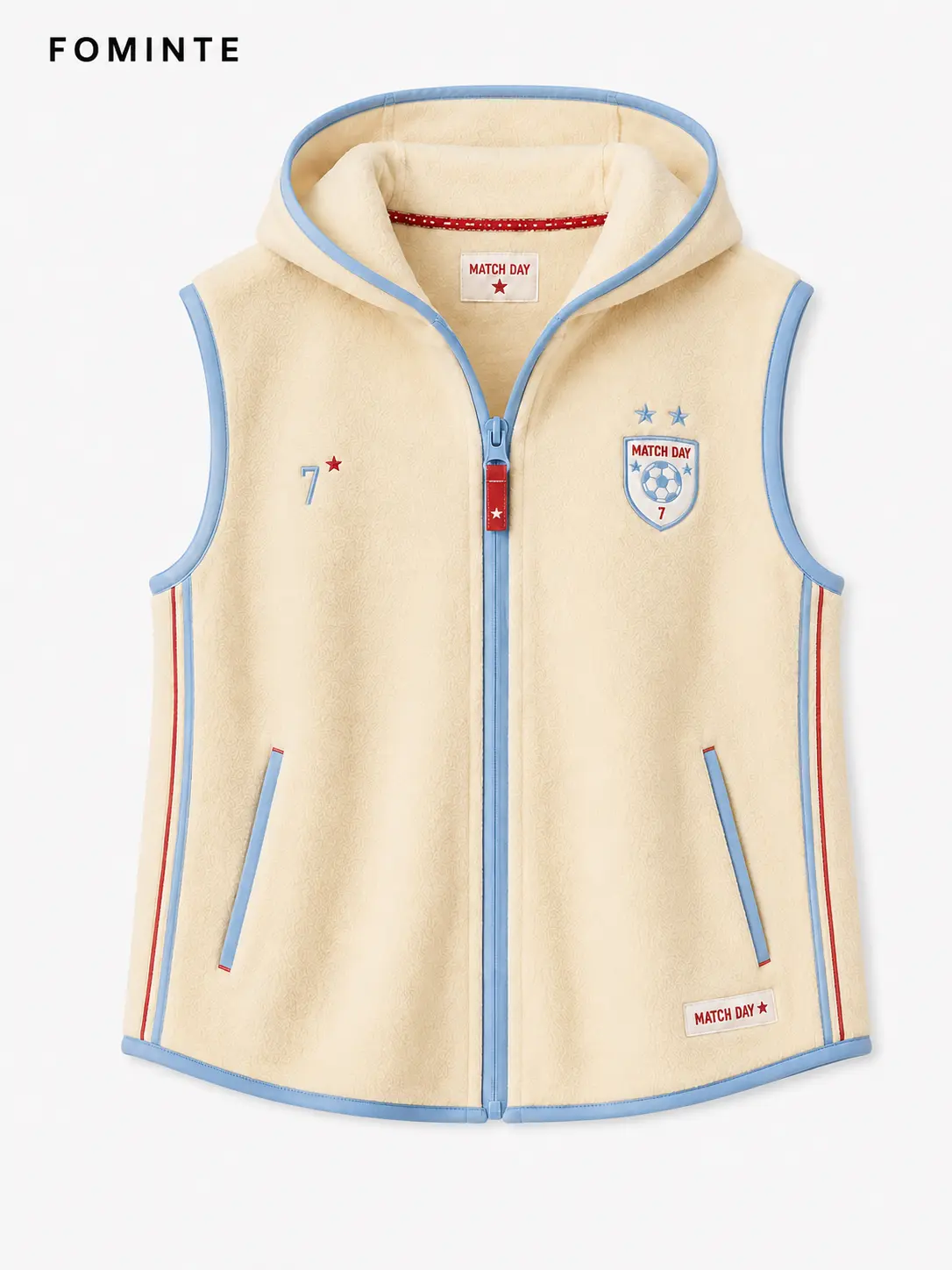 Solid‑Color Fleece Hooded Vest, Soccer No.7 Jersey Design Custom Sportswear‑FM0802000401‑2