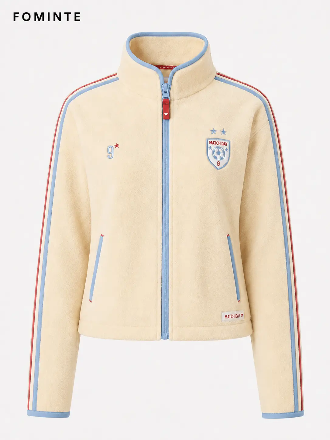 Solid‑Color Fleece Stand Collar Cardigan, Soccer No.9 Jersey Design Custom Sportswear‑FM0802000401‑4