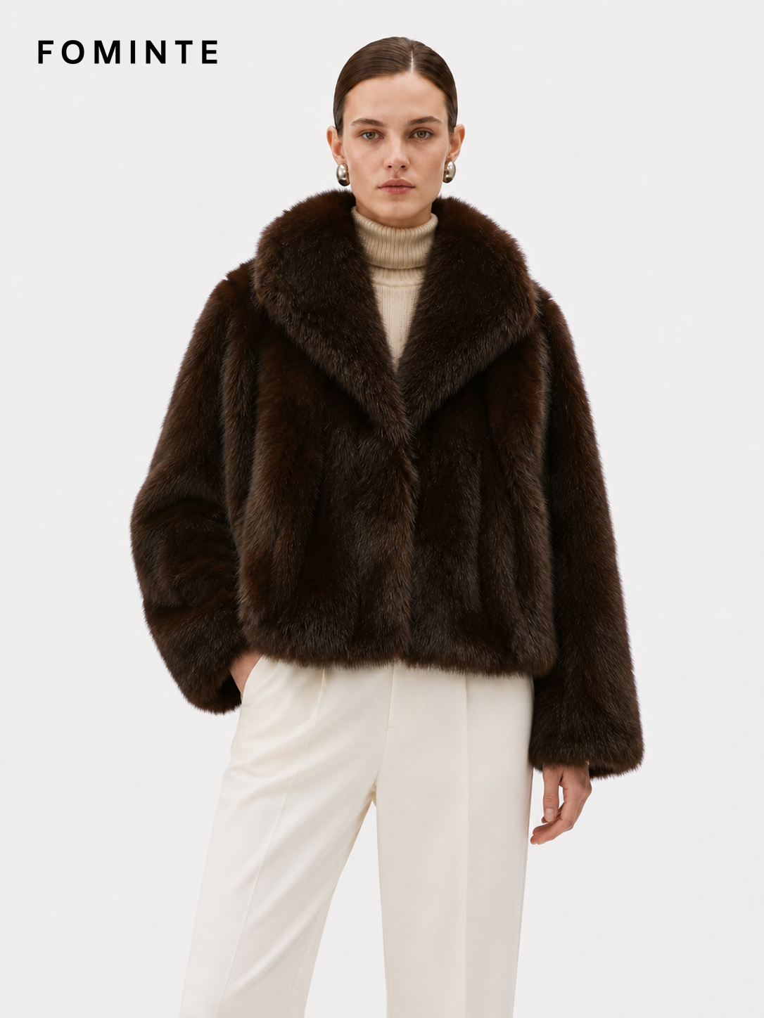 Wholesale Faux Mink Fur Short Coat (Brown) - FM0202000063