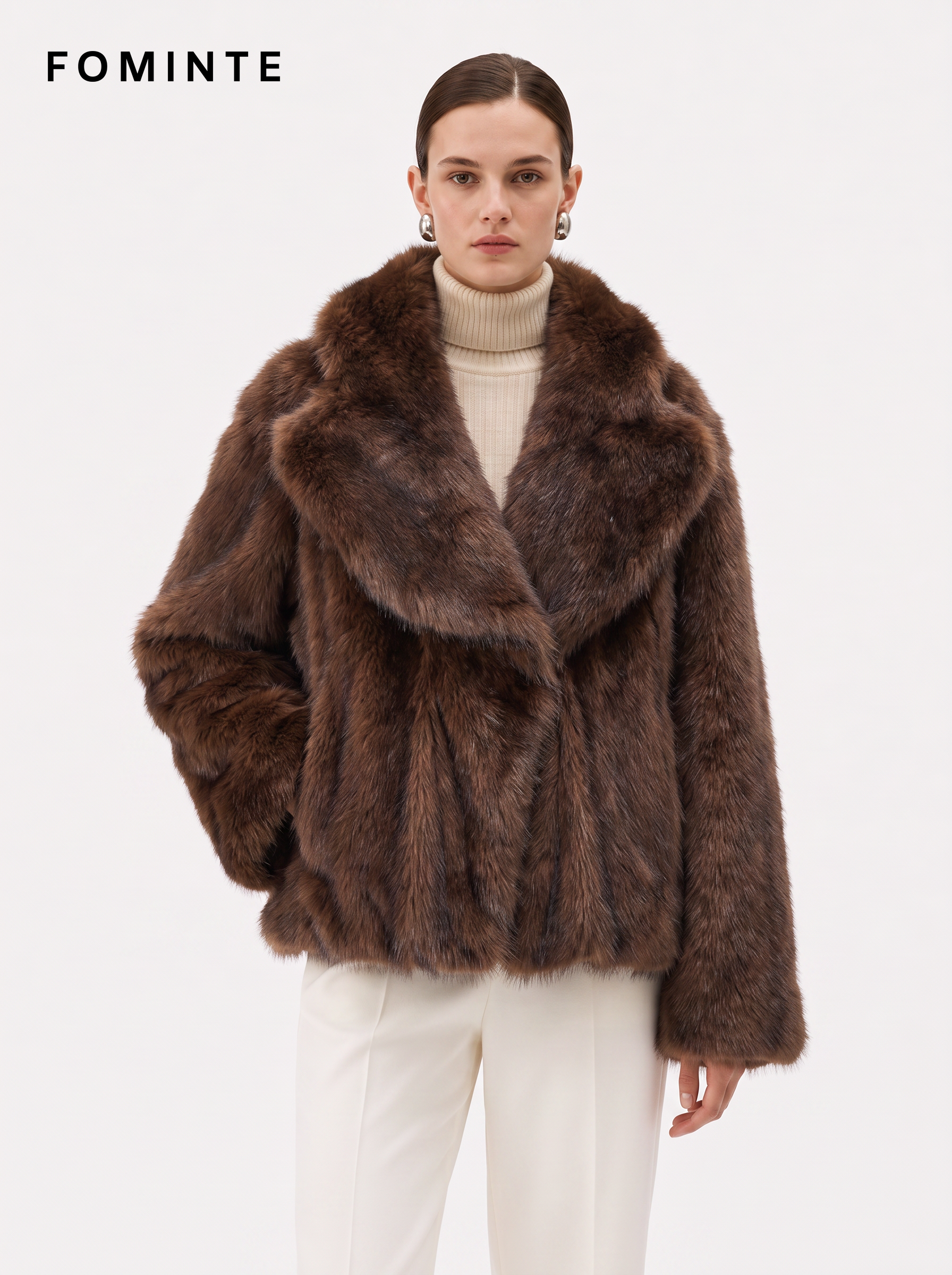 Wholesale Faux Beaver Fur Coat with Hood - FM0202000062