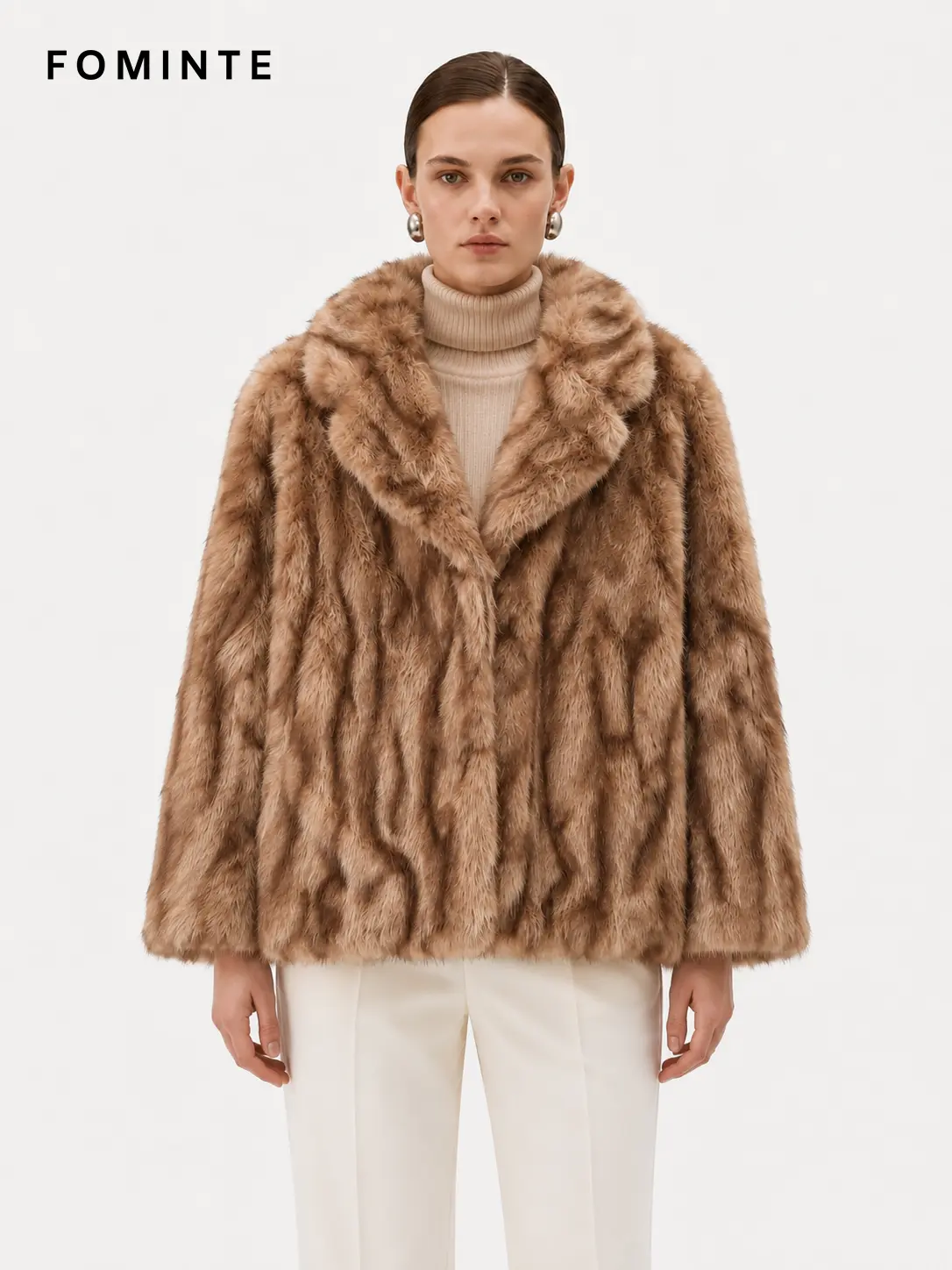Wholesale Striped Faux Fur Jacket - FM0202000057