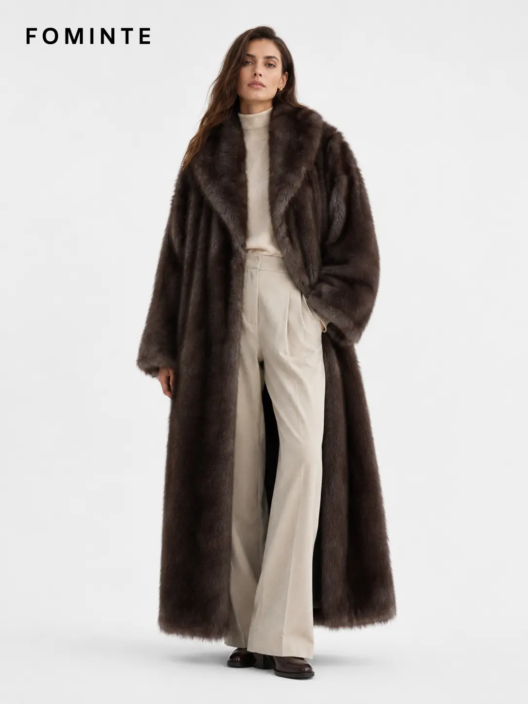 Wholesale Long Faux Mink Fur Robe Coat - FM0202000055
