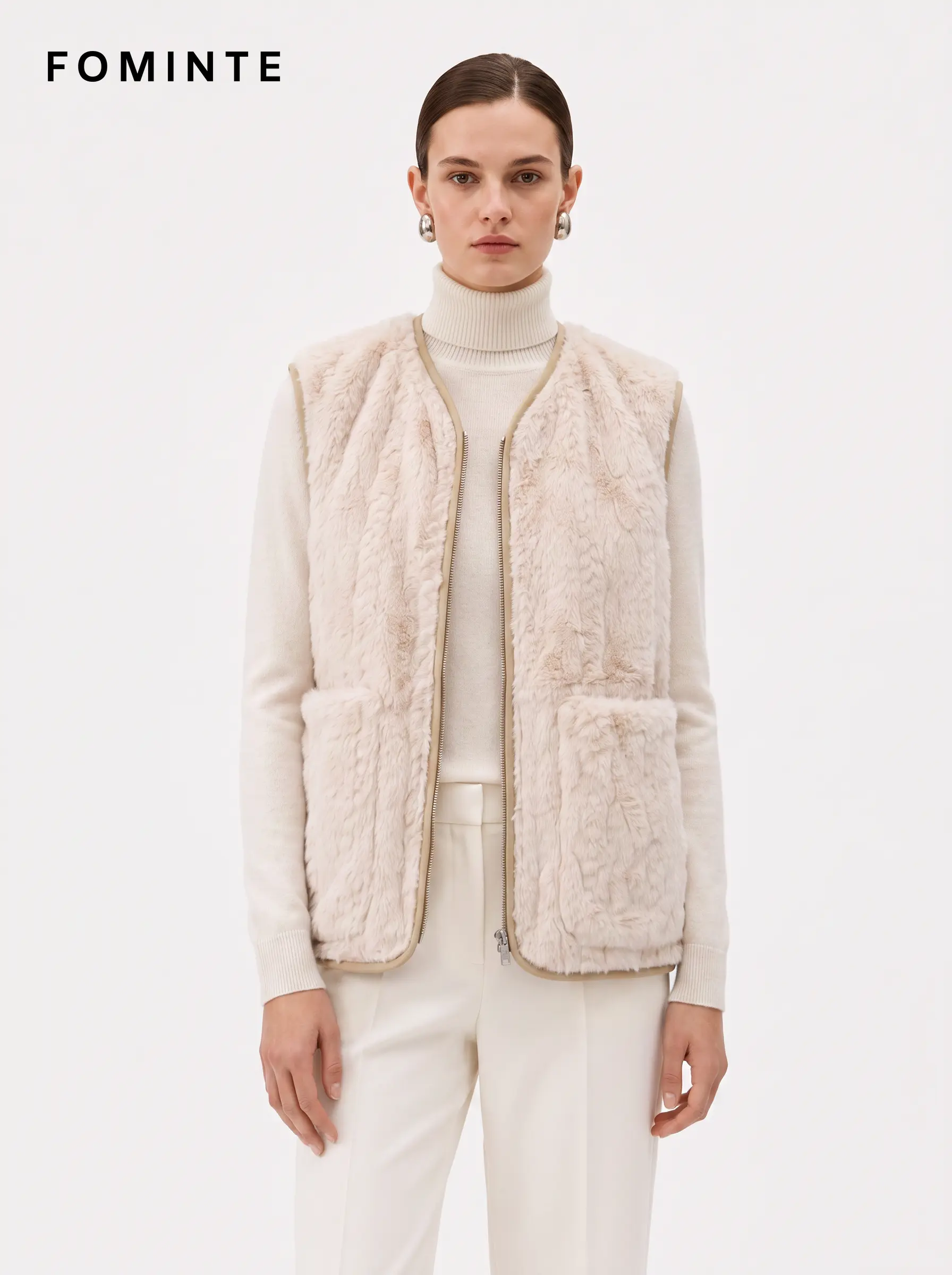 Wholesale Cable Textured Fleece Vest - FM0302000087