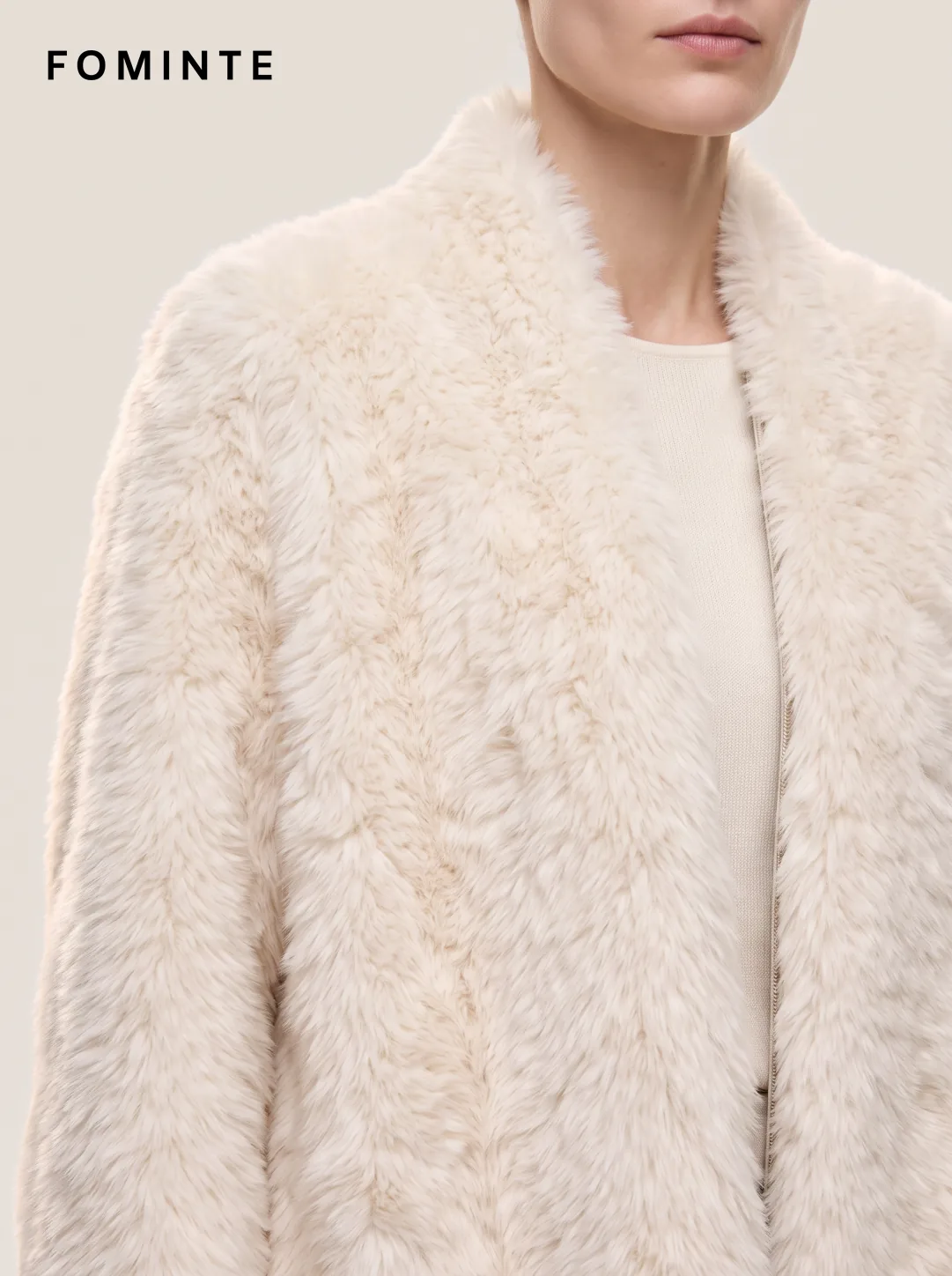 White Long Faux Fur Cardigan Coat wholesale