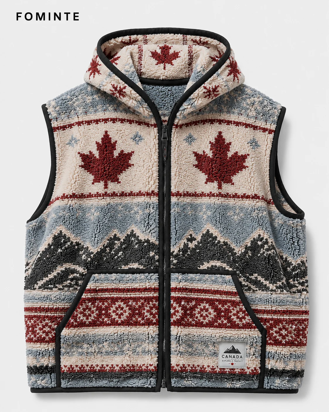 Fleece Hooded Vest - All-Over Print Wholesale Custom Sportswear - FM0802000399
