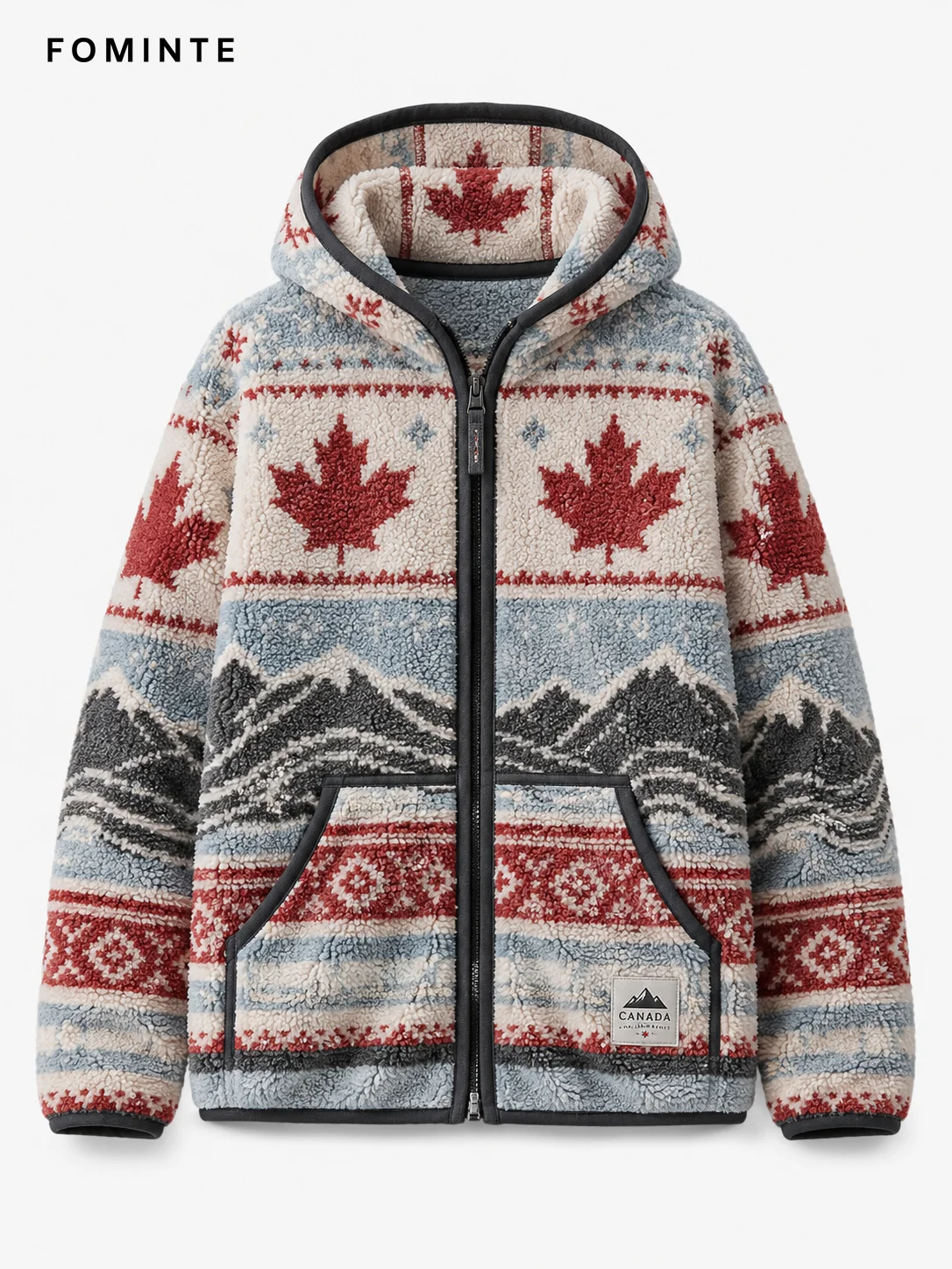 Fleece Hooded Cardigan - All-Over Print Wholesale Custom Sportswear - FM0802000399-1