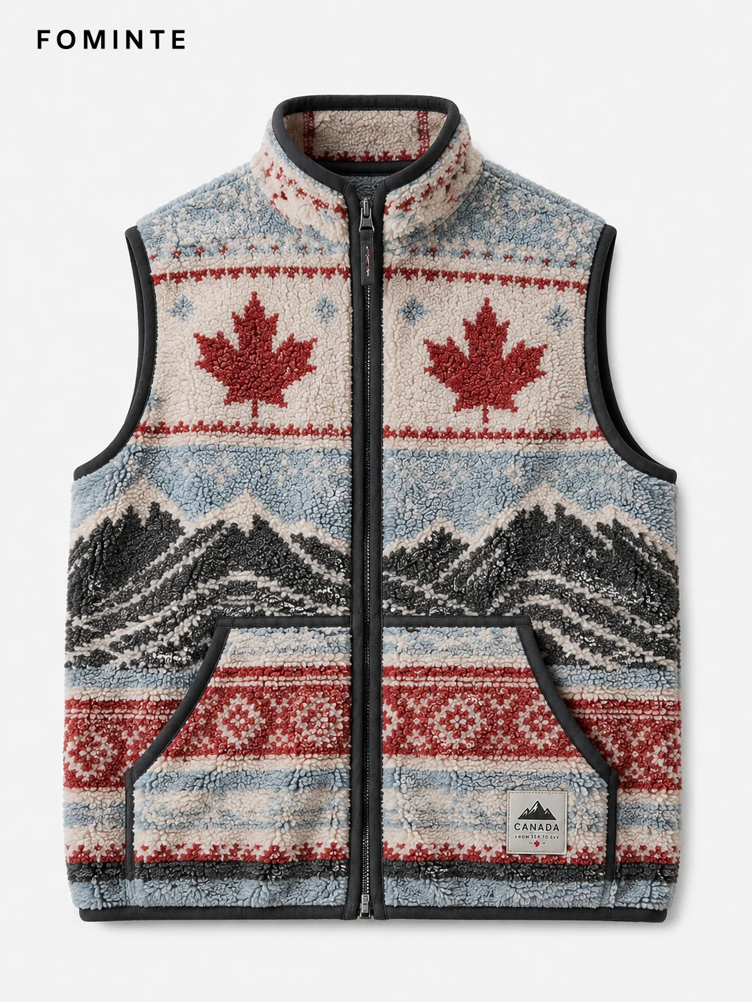 Fleece Stand Collar Vest - All-Over Print Wholesale Custom Sportswear - FM0802000399-3