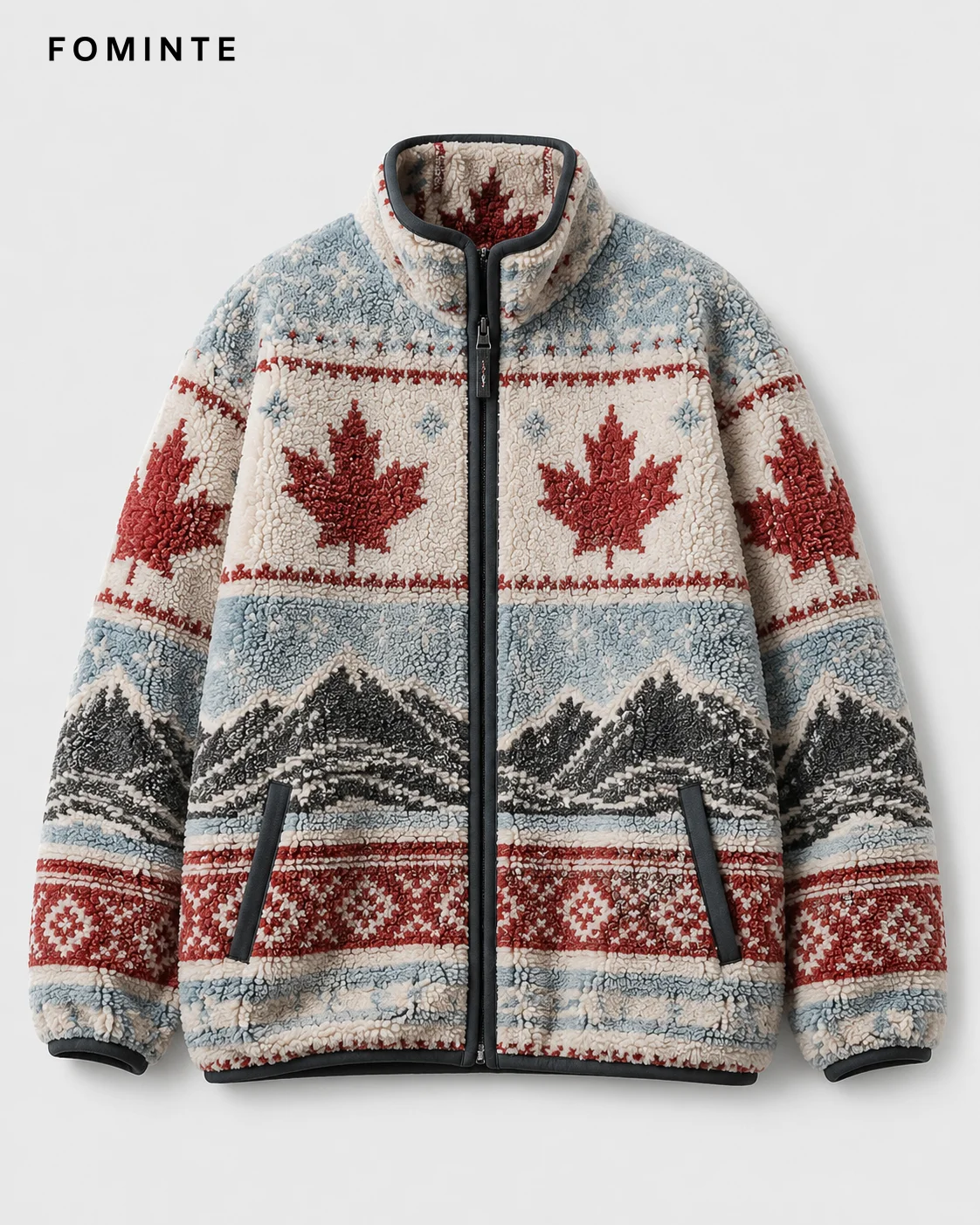 Fleece Stand Collar Cardigan - All-Over Print Wholesale Custom Sportswear - FM0802000399-4