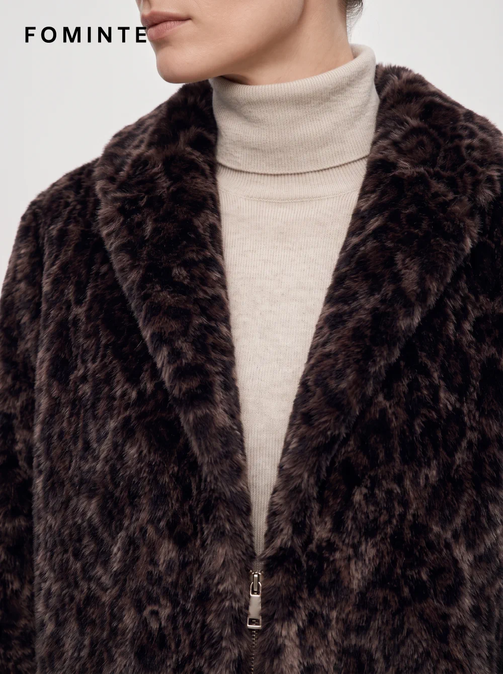 Espresso Mottled Faux Fur Jacket Wholesale