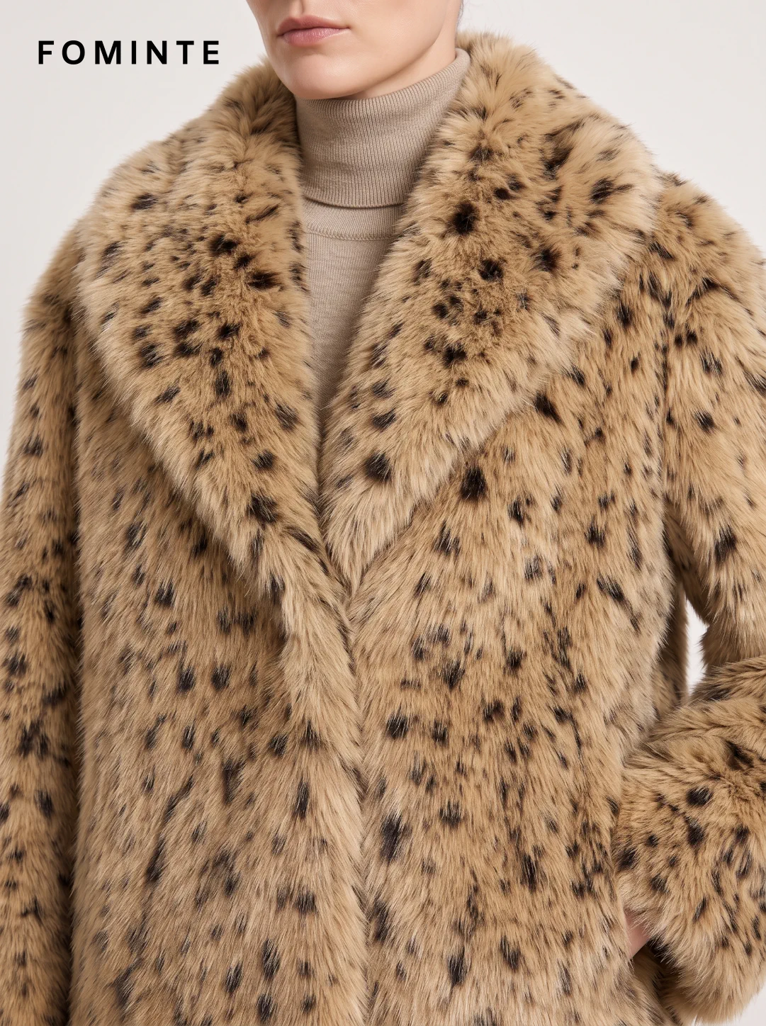 Golden Tan Spotted Faux Fur Jacket Wholesale