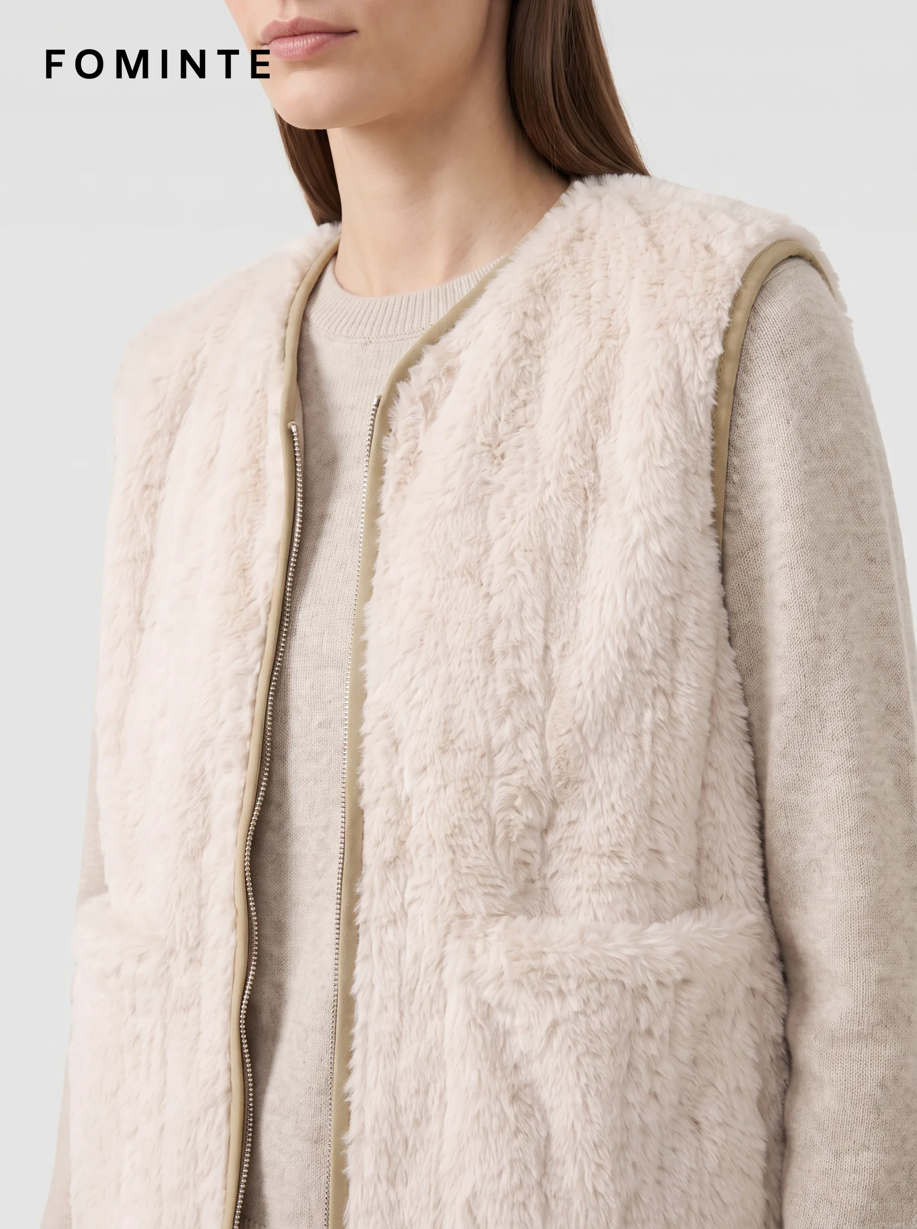 Wholesale Cable Textured Fleece Vest - FM0302000087