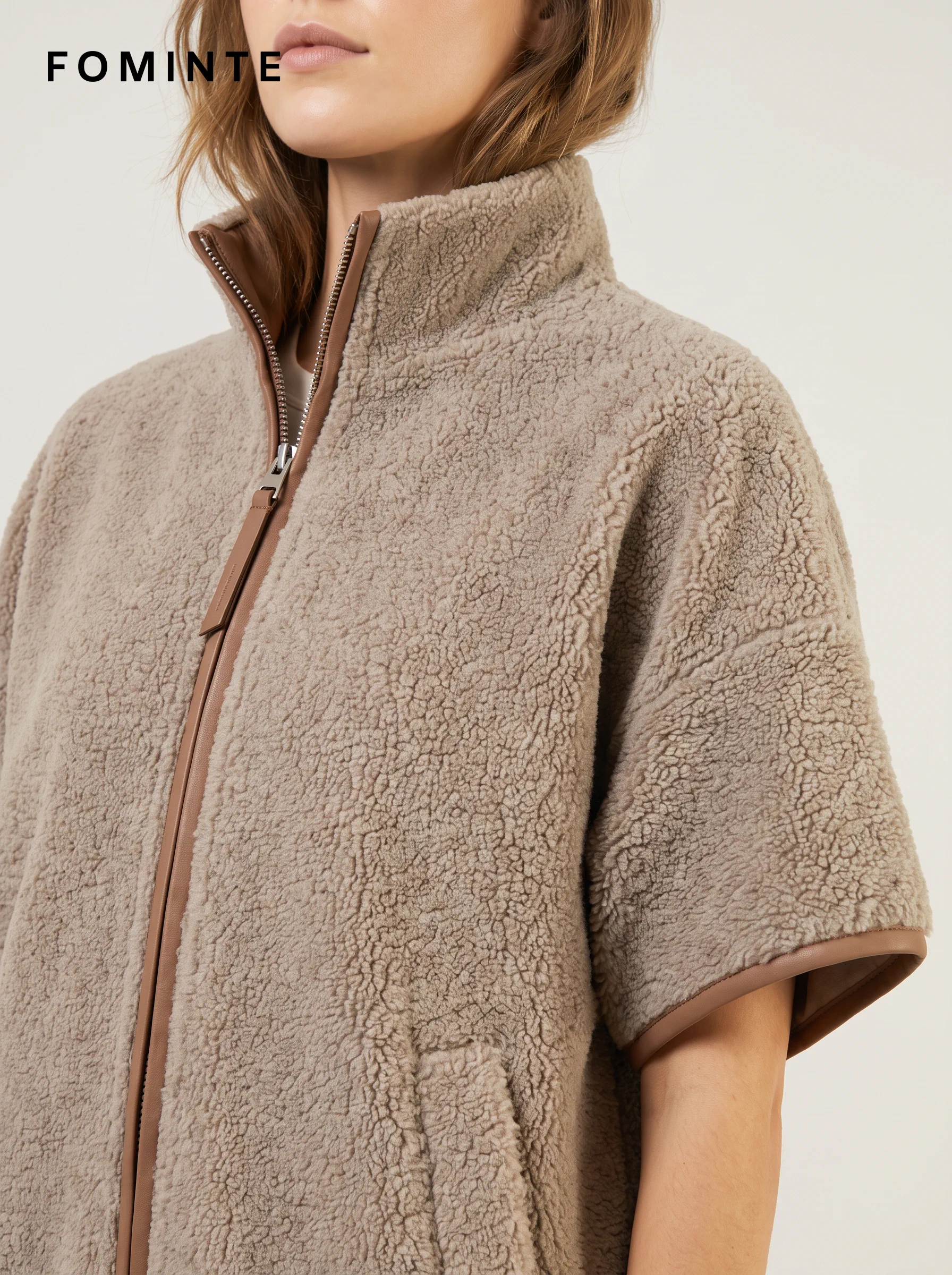 WholesaleHigh-Pile Sherpa Fleece Stand-Collar Jacket - S014100303