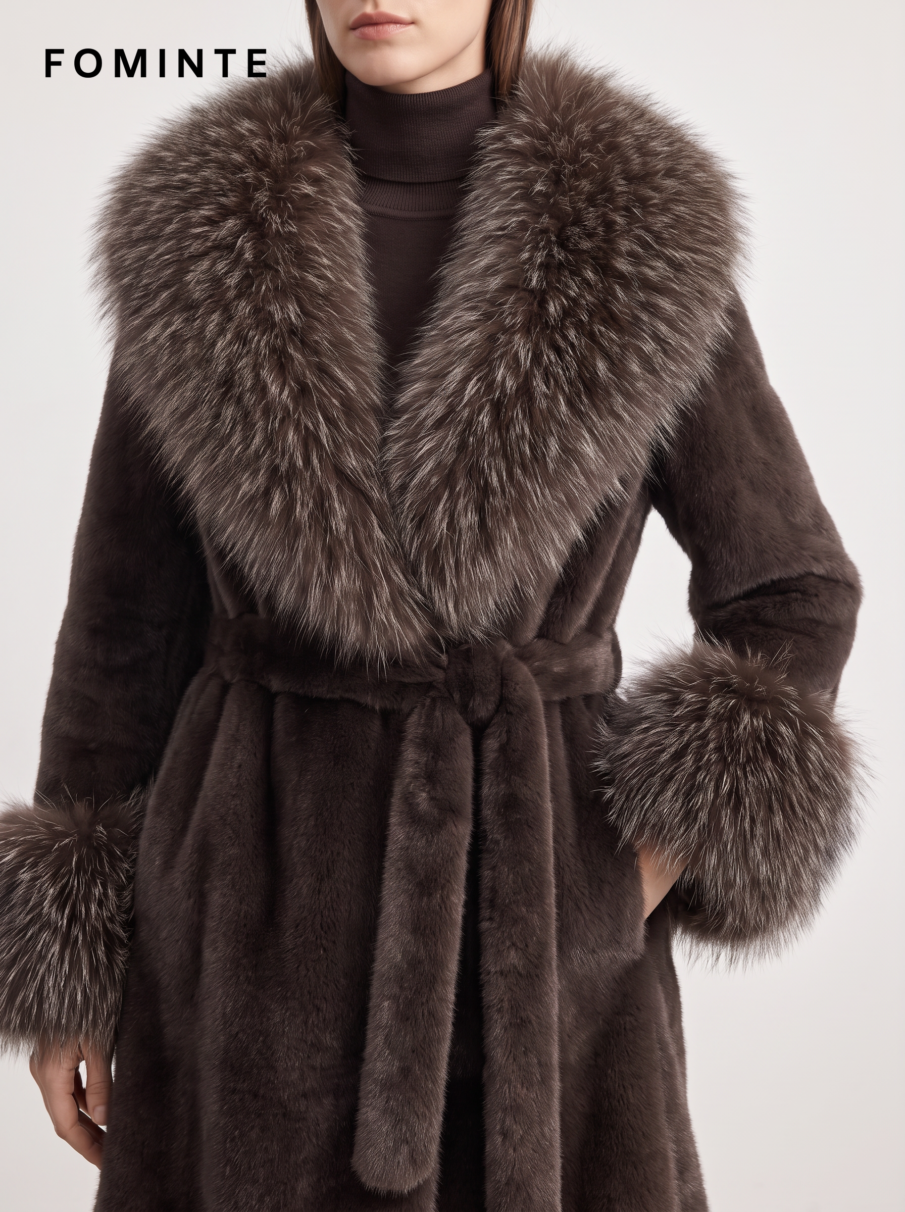Espresso Mottled Faux Fur Coat Wholesale