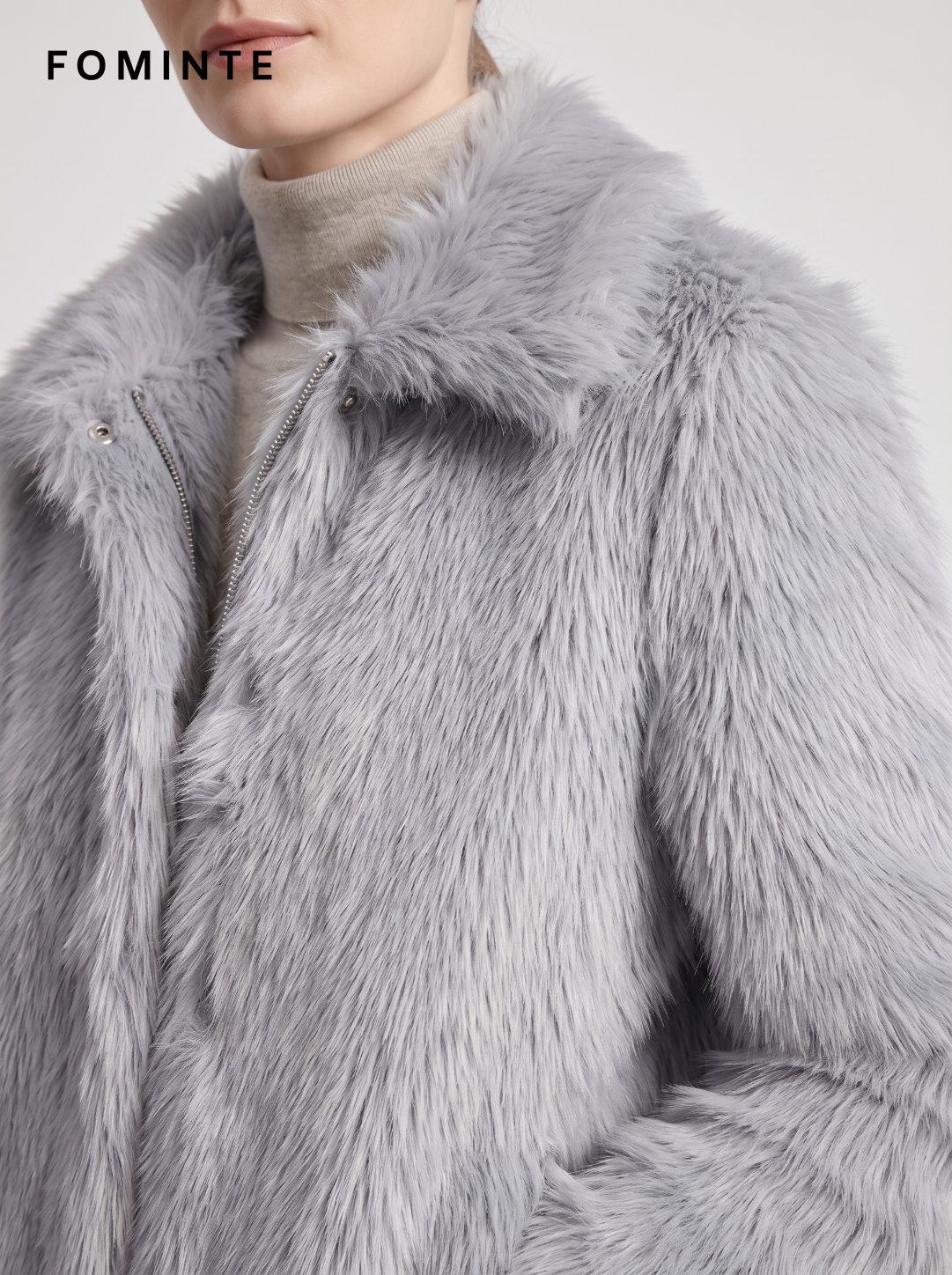 Blue Tonal-Gradient Faux Fur Jacket Wholesale
