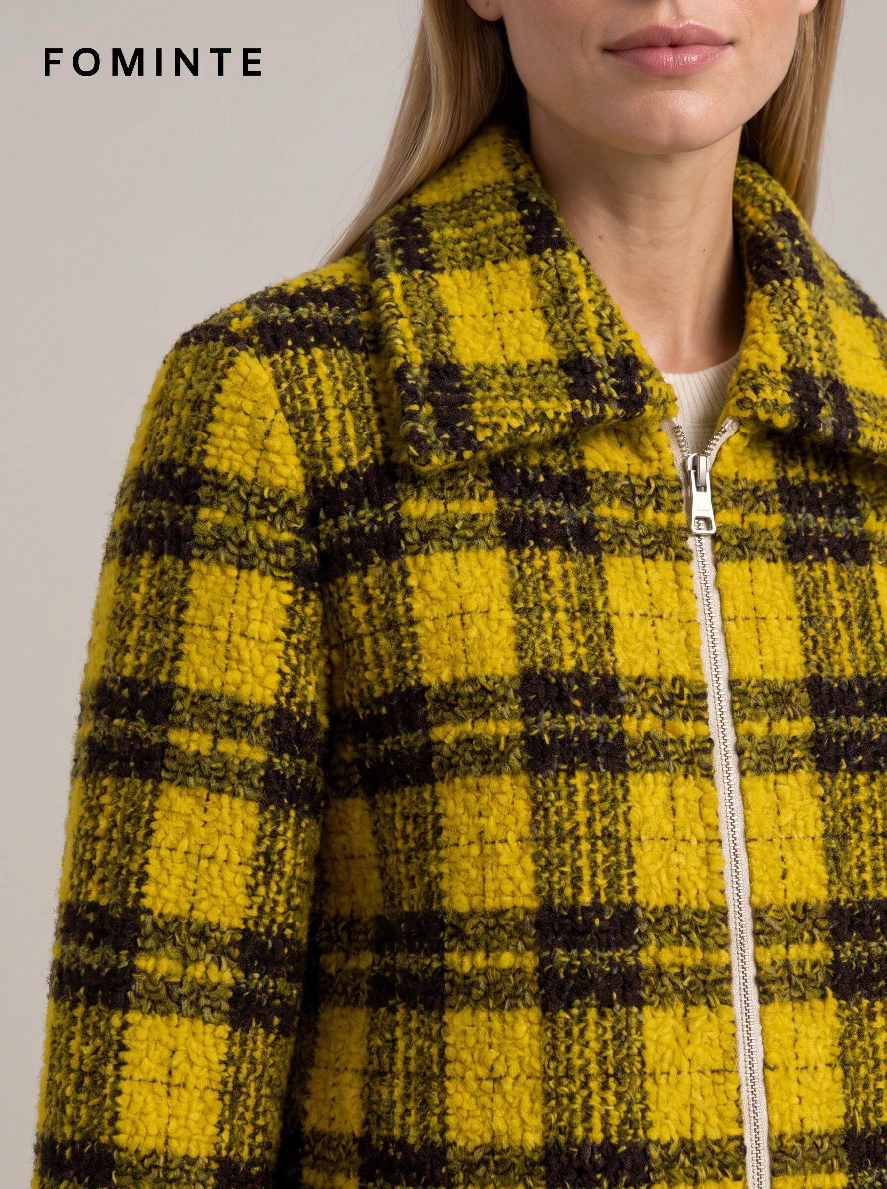 Mustard and Black Plaid Fleece Jacket
