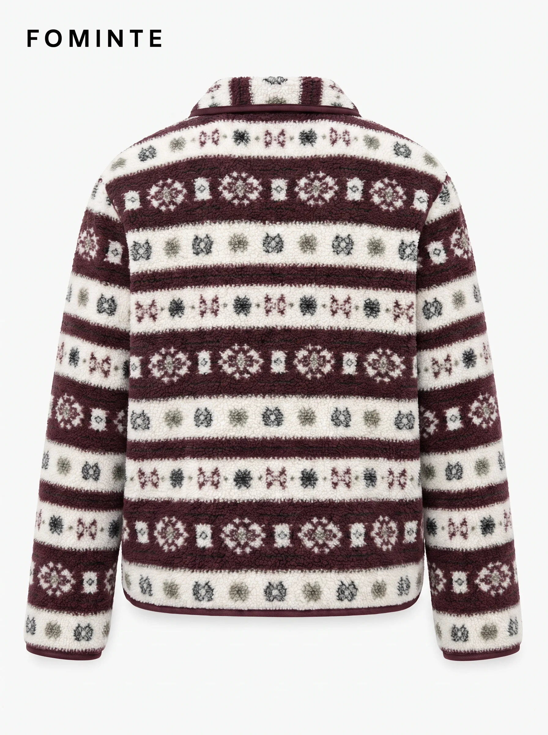 Notched-Collar Full-Zip Fair Isle Fleece Jacket