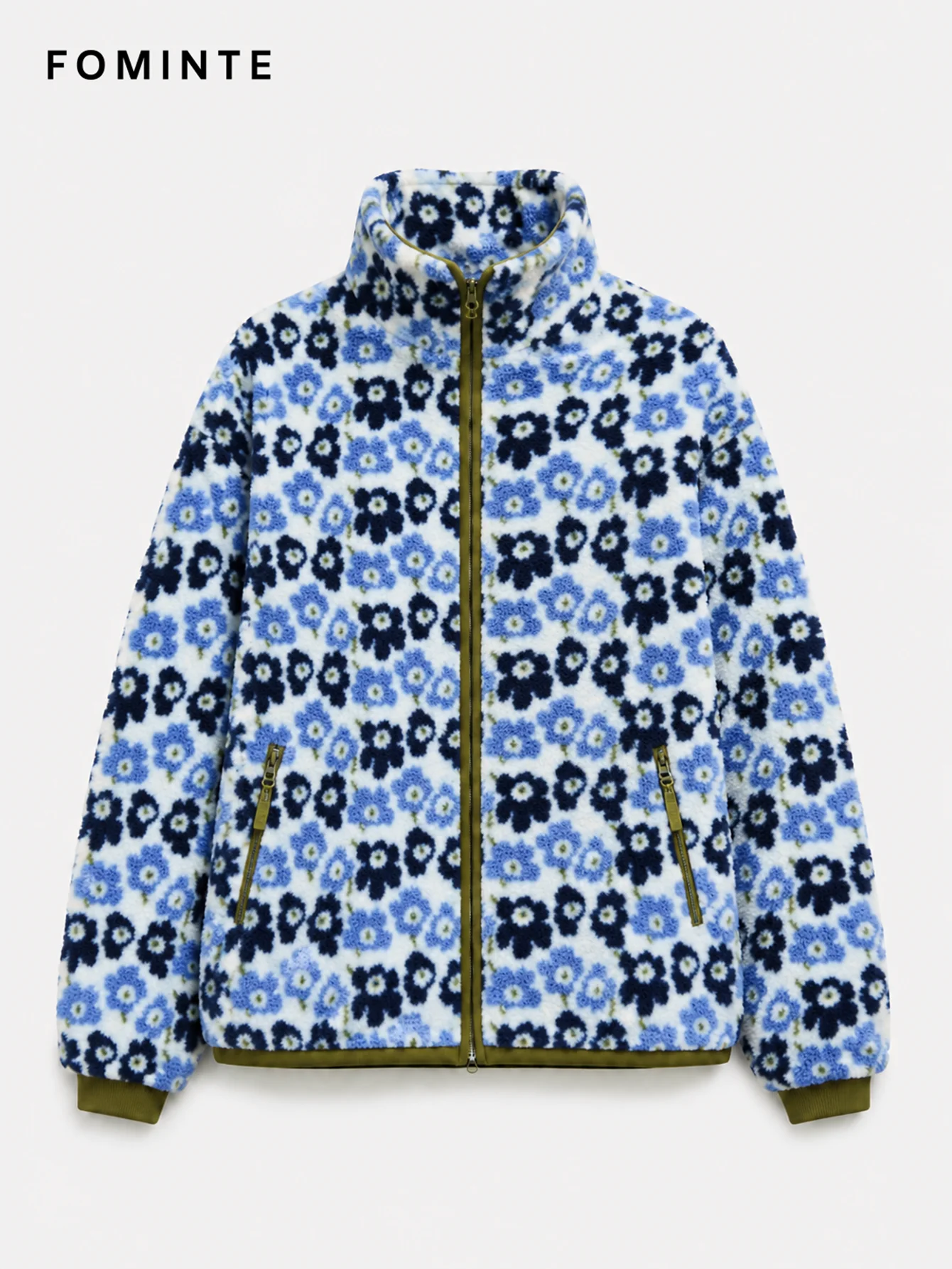 Fleece High Collar Full-Zip Jacket - All-Over Print Wholesale Custom Sportswear - FM0801000412-3