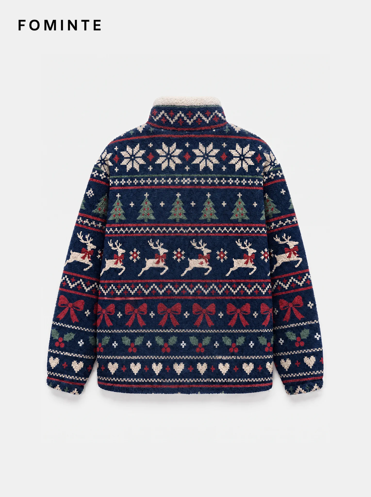 Navy Nordic Fair Isle Christmas Fleece Jacket