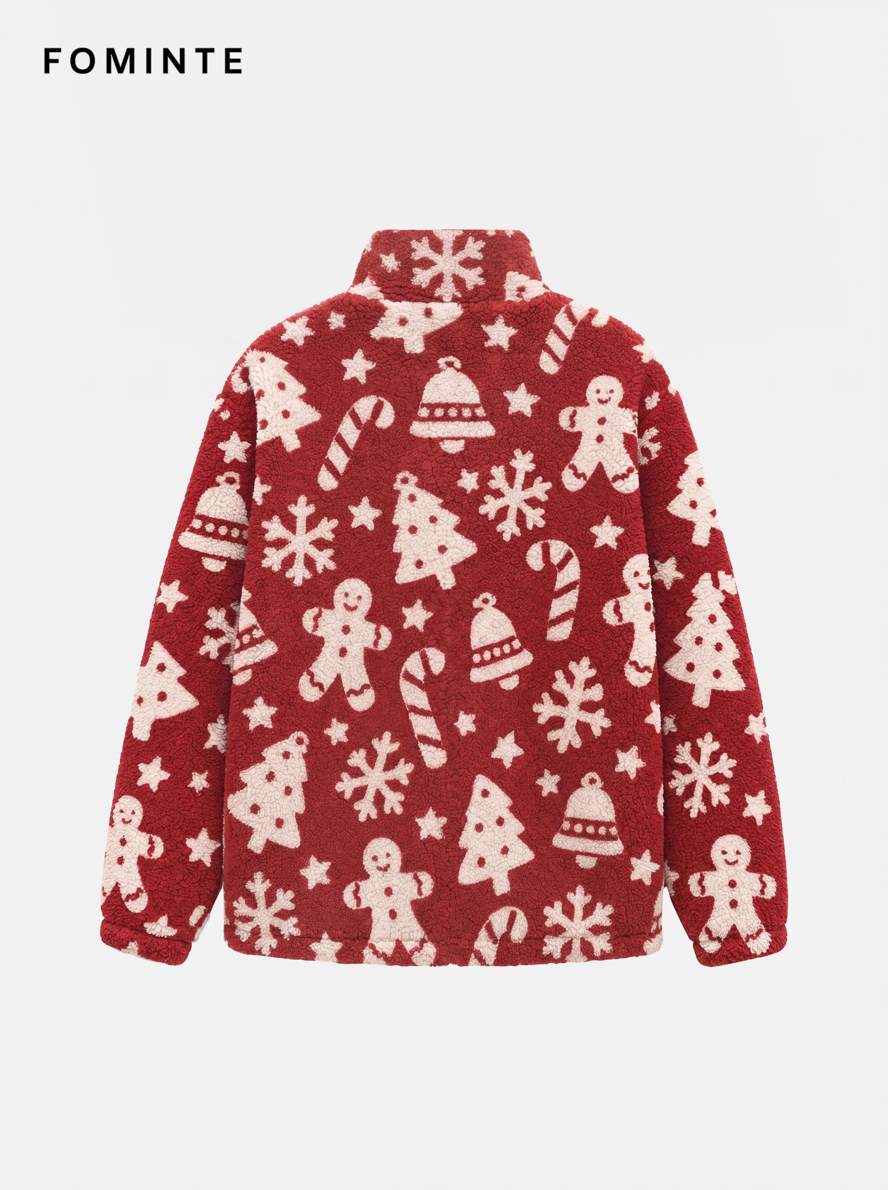 Festive Red Gingerbread Man Christmas Sherpa Jacket