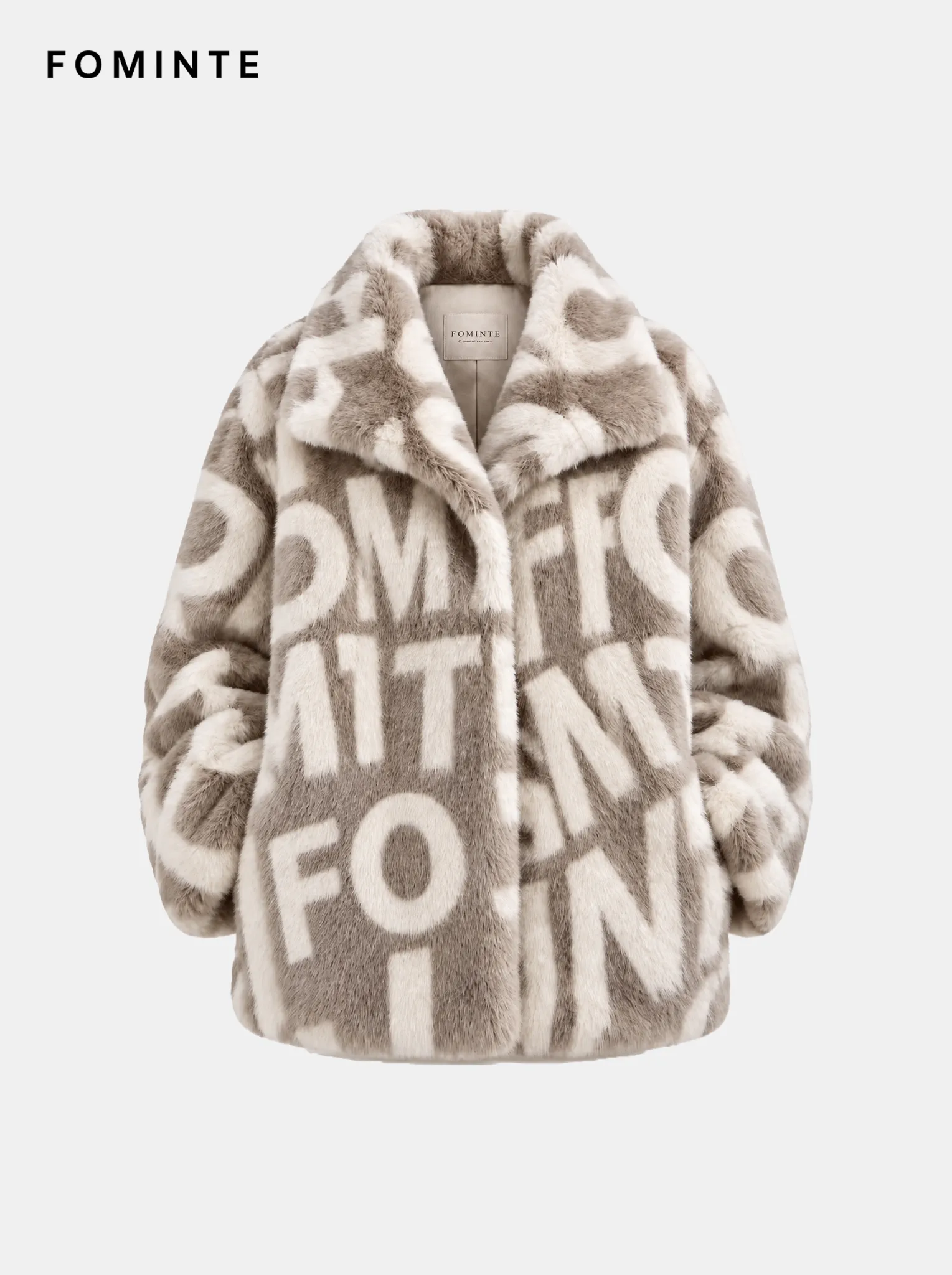 Monochromatic Dalmatian Spotted Luxury Faux Fur Coat